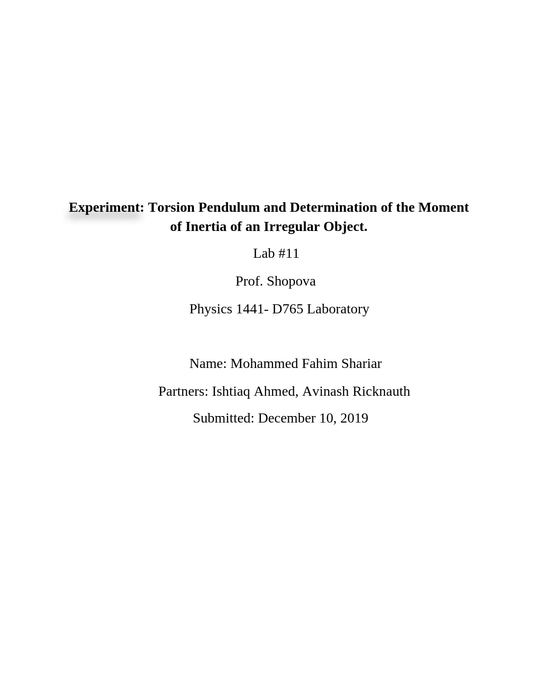 Lab 11 - Torsion Pendulum and Determination of the Moment.pdf_dck7ve8q2n1_page1