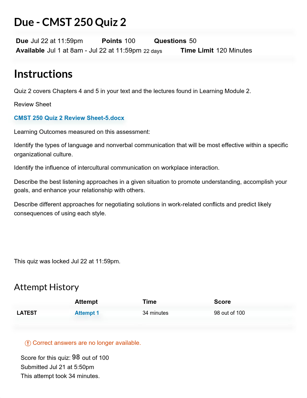 CMST 250 Quiz 2 - Communication in a Diverse Workplace.pdf_dcltgwzii0b_page1