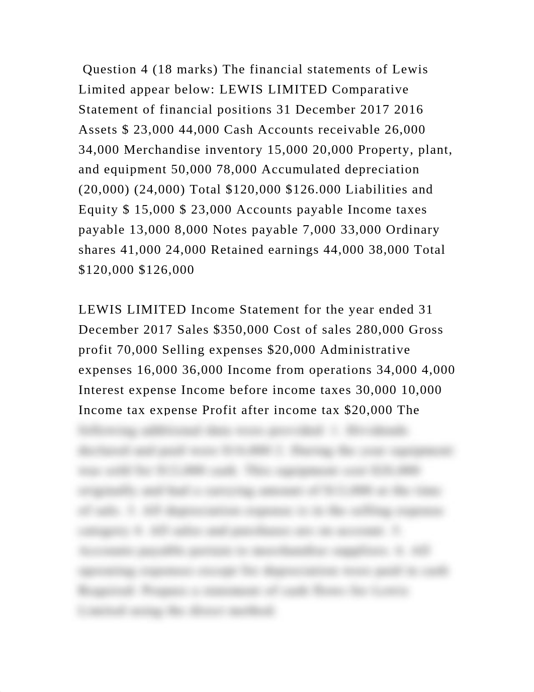 Question 4 (18 marks) The financial statements of Lewis Limited appea.docx_dcm4krreeye_page2