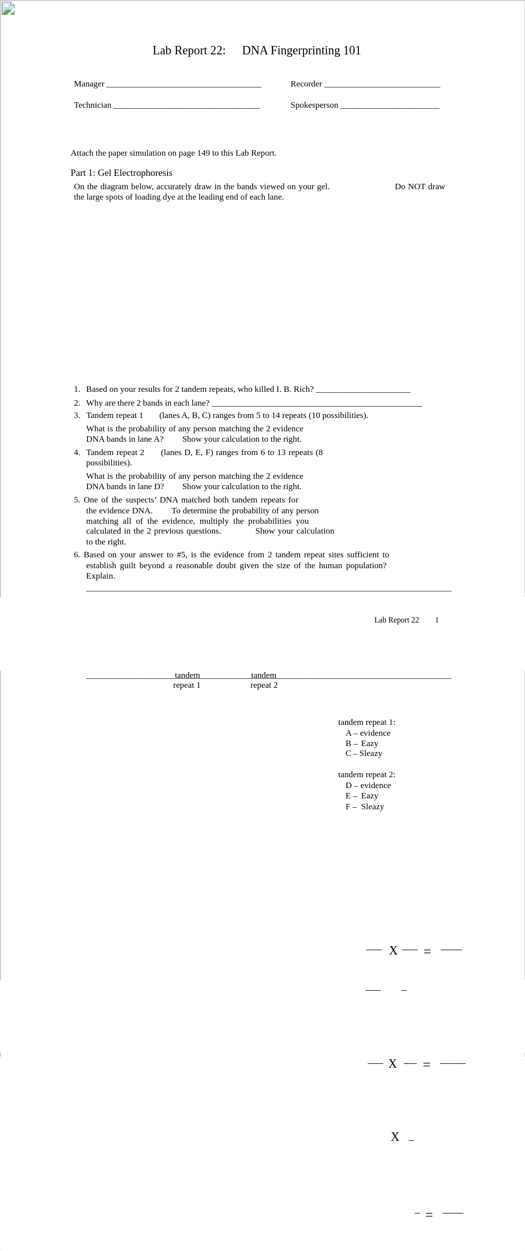 (Updated) 22 Lab Report 22 DNA Fingerprinting 101.pdf_dcmc1kiqegh_page1