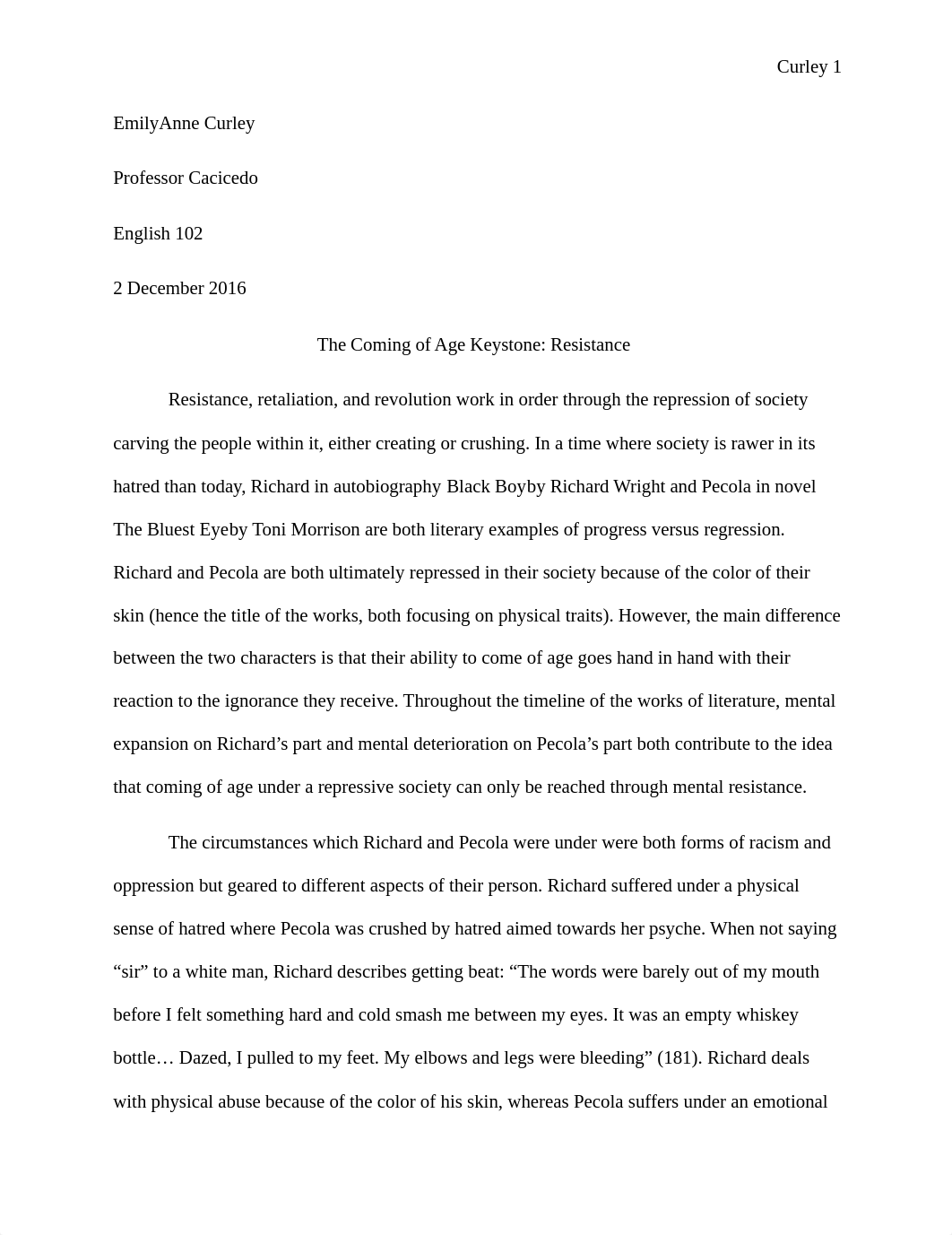 Black Boy and The Bluest Eye Essay (Draft II)_dcmhvpedkxy_page1