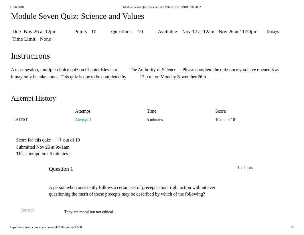 Module Seven Quiz_ Science and Values_ FS18-PHIL3380-002.pdf_dcmy26nwts2_page1