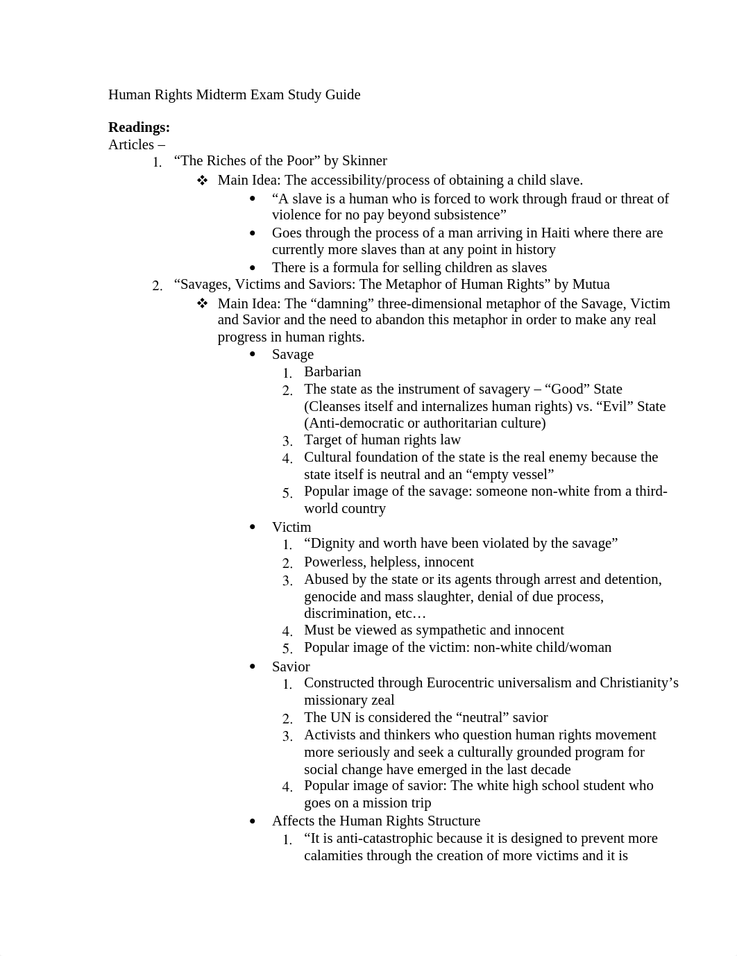 Human Rights Midterm Exam Study Guide_dco5743gwk2_page1