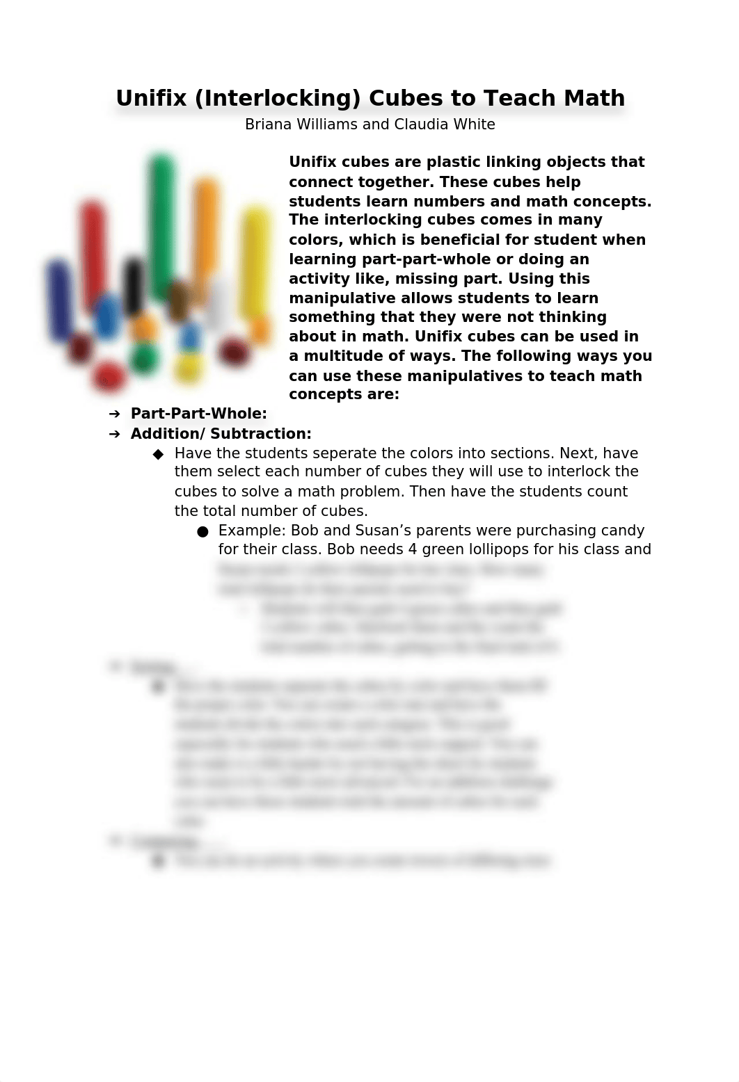 Unifix Cubes to Teach Math_dcp5d1pq3y4_page1