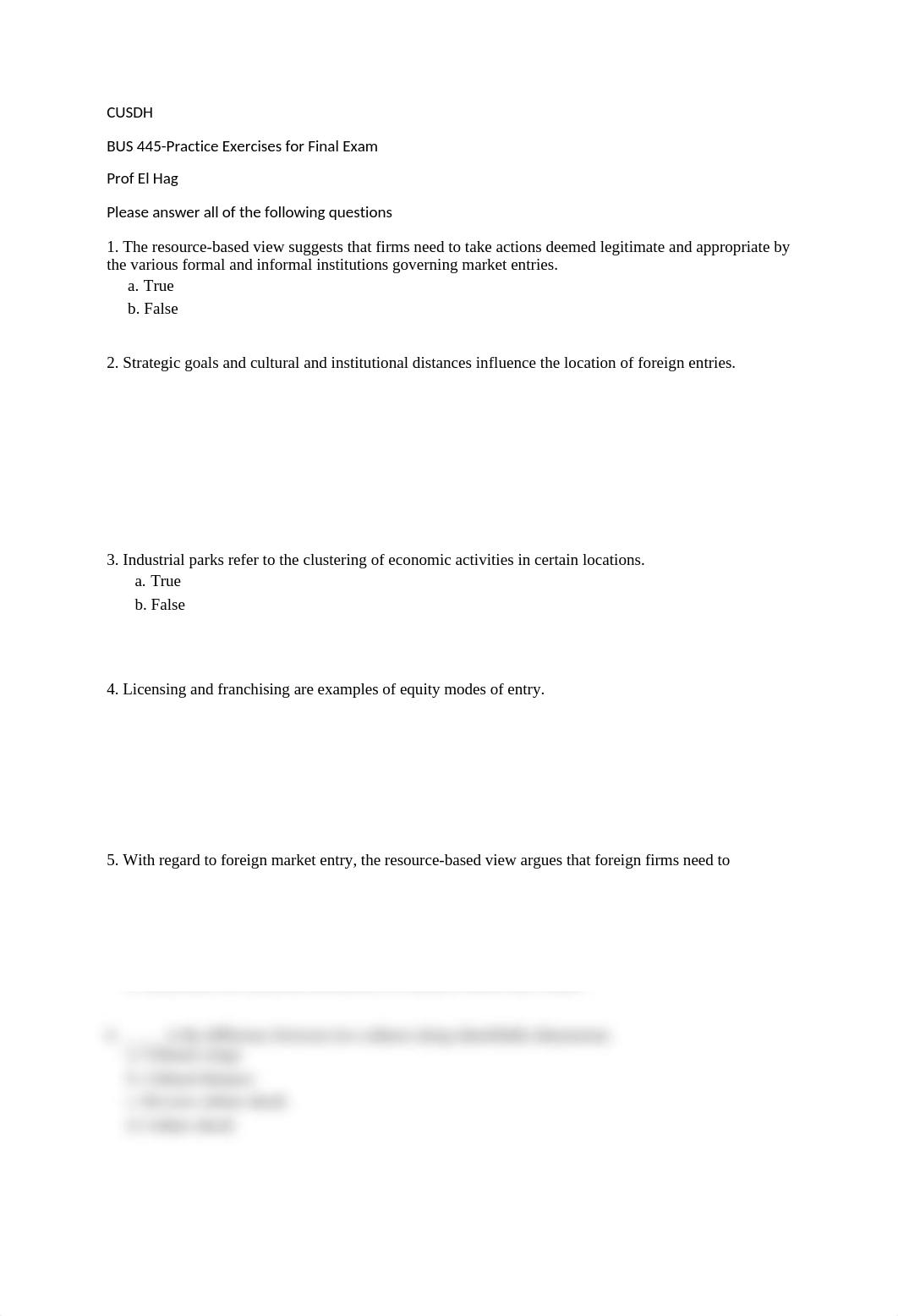 BUS 445- Practice exercises for Final ( No ANS).docx_dcqi91u06ag_page1