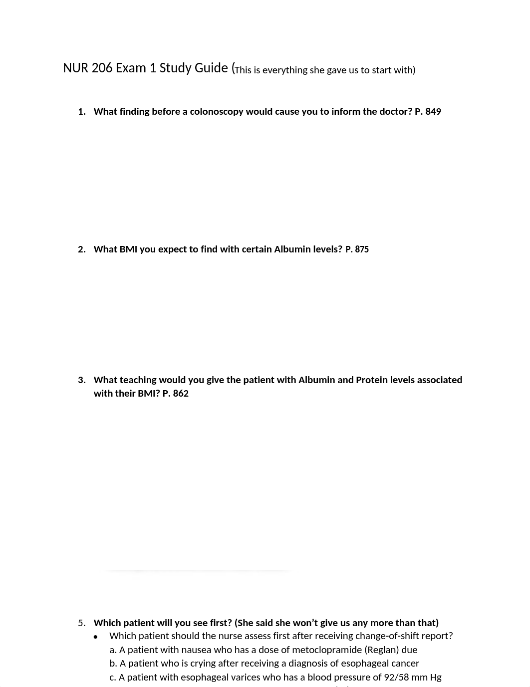 NUR 206 Exam 1 Study Guide--- PRINT.docx_dcs157p5eu5_page1