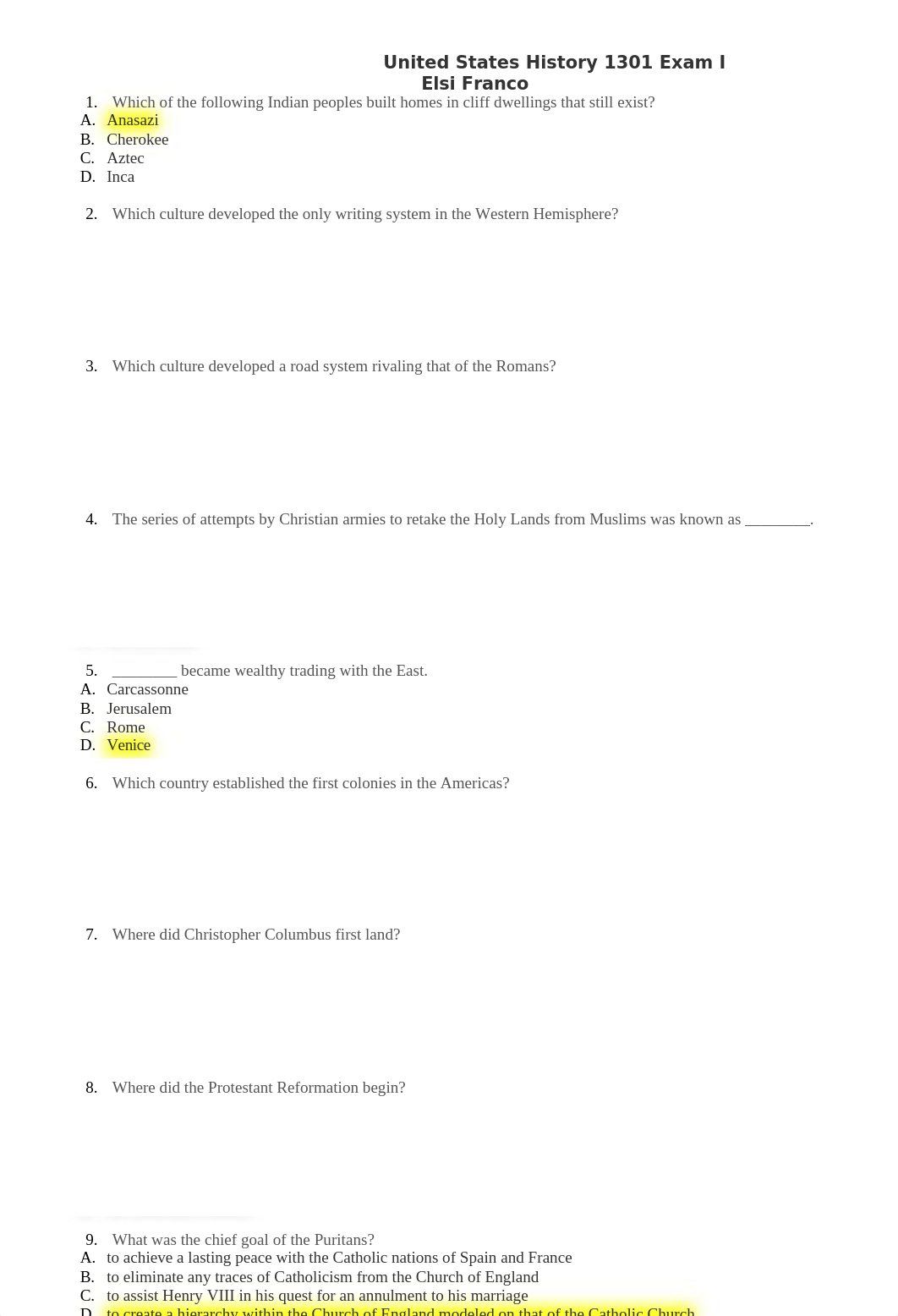 2018 United States History 1301 Exam I Elsi Franco.docx_dcsil3z7ecj_page1