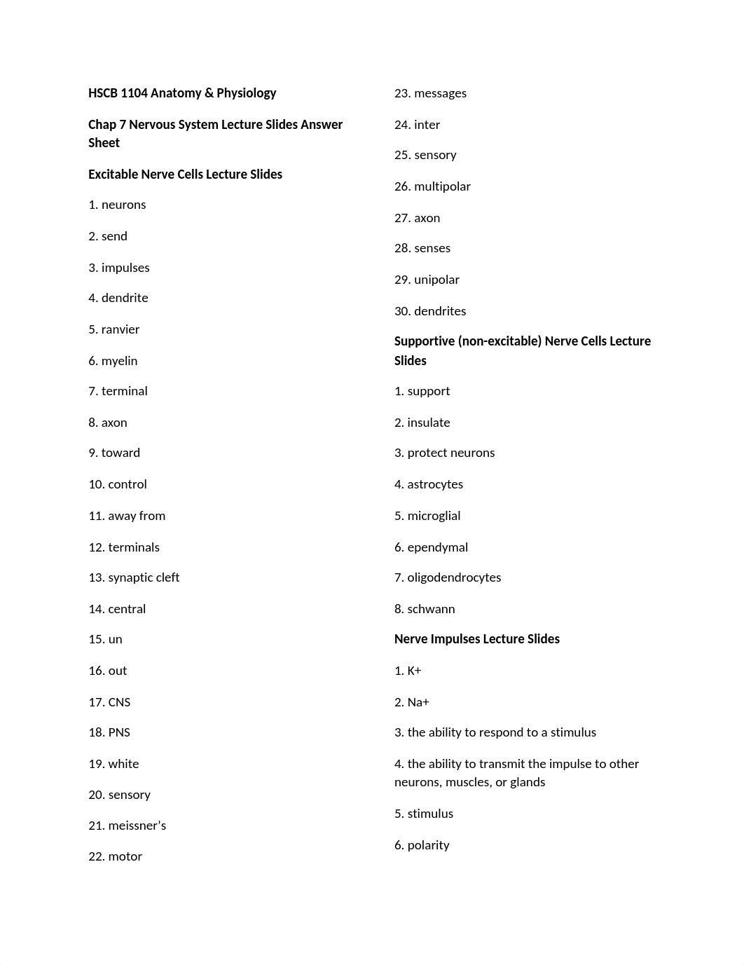 Chapter 7 Nervous System Lecture Slides Answer Sheet-1-2.docx_dcsjxhskaay_page1