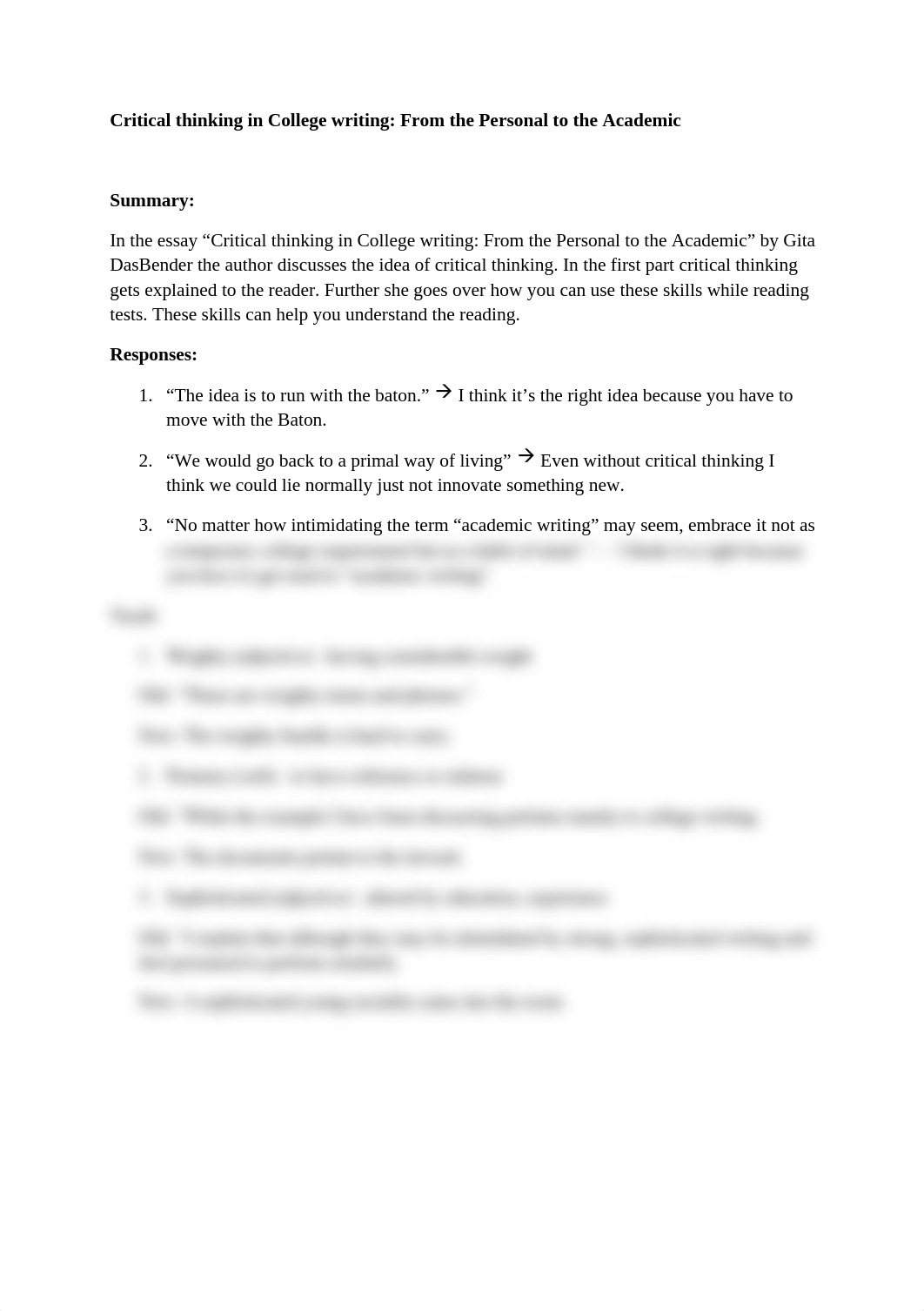 Reading Record Critical thinking in College writing From the Personal to the Academic.doc_dcsv1yp25wn_page1