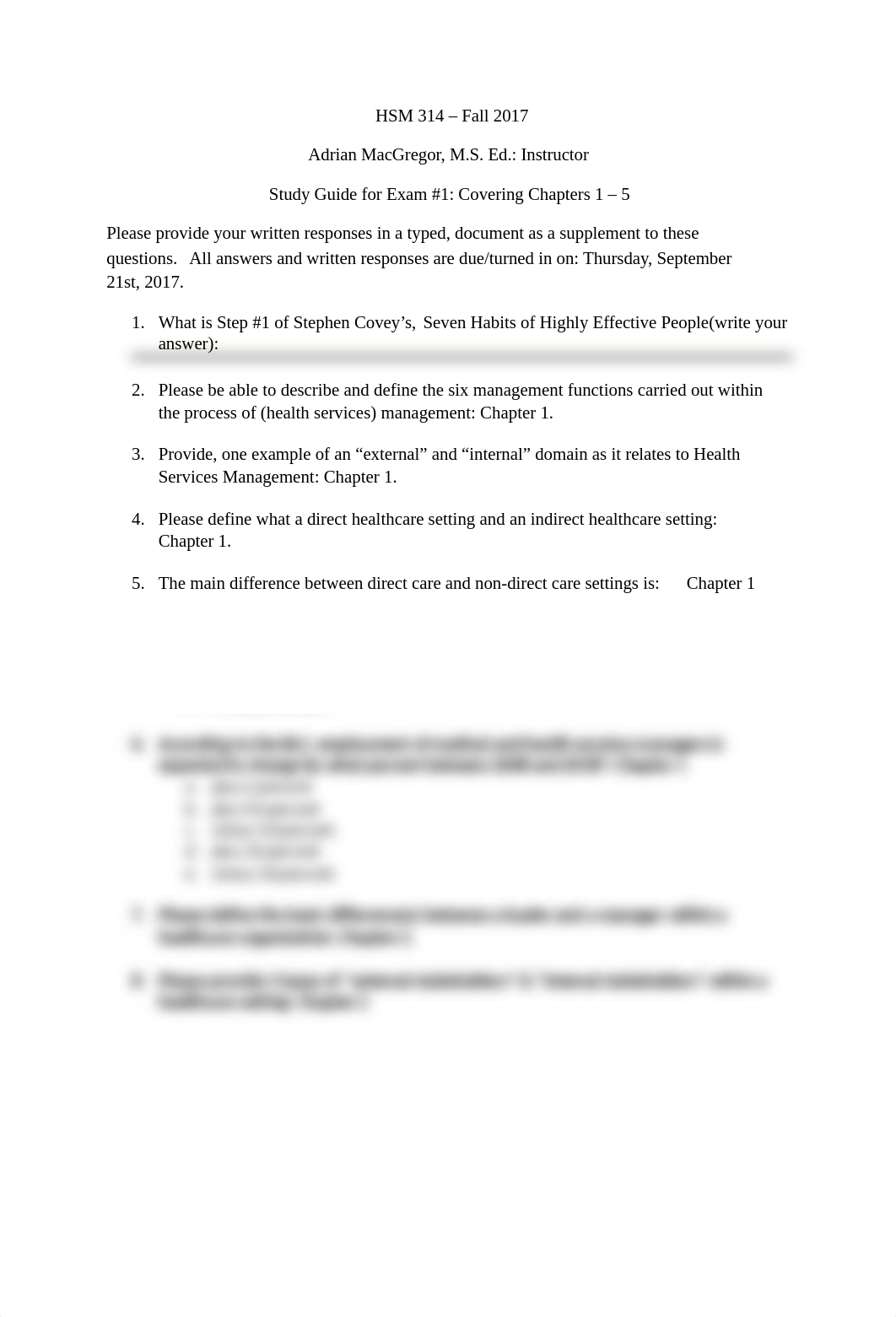 HSM 314 - Study Guide Exam #1.docx_dctci0zhv55_page1