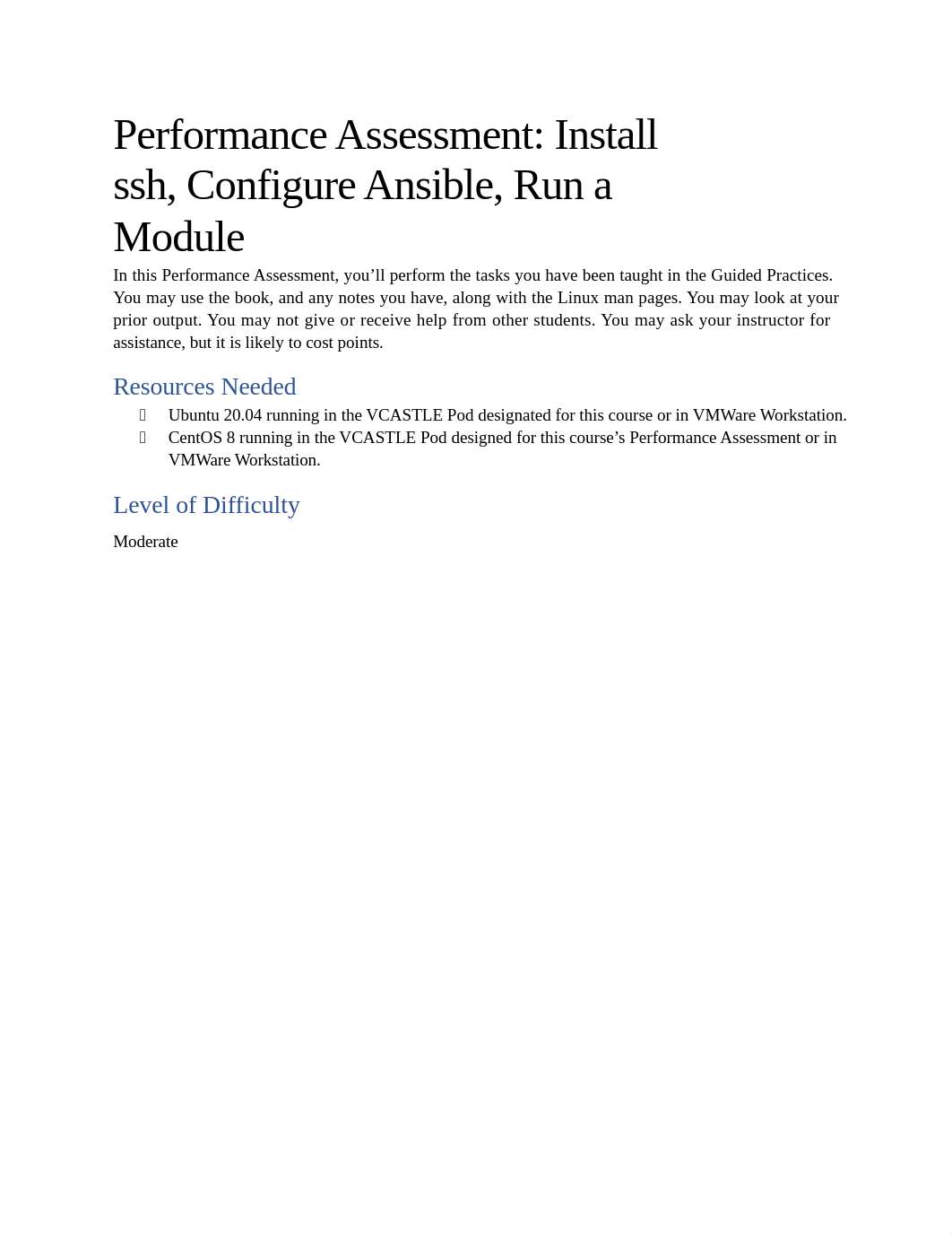 CIS321_KStrissel_1.8 Performance Assessment_Install ssh, Configure Ansible, Run A Module.docx_dctocjyfm38_page1