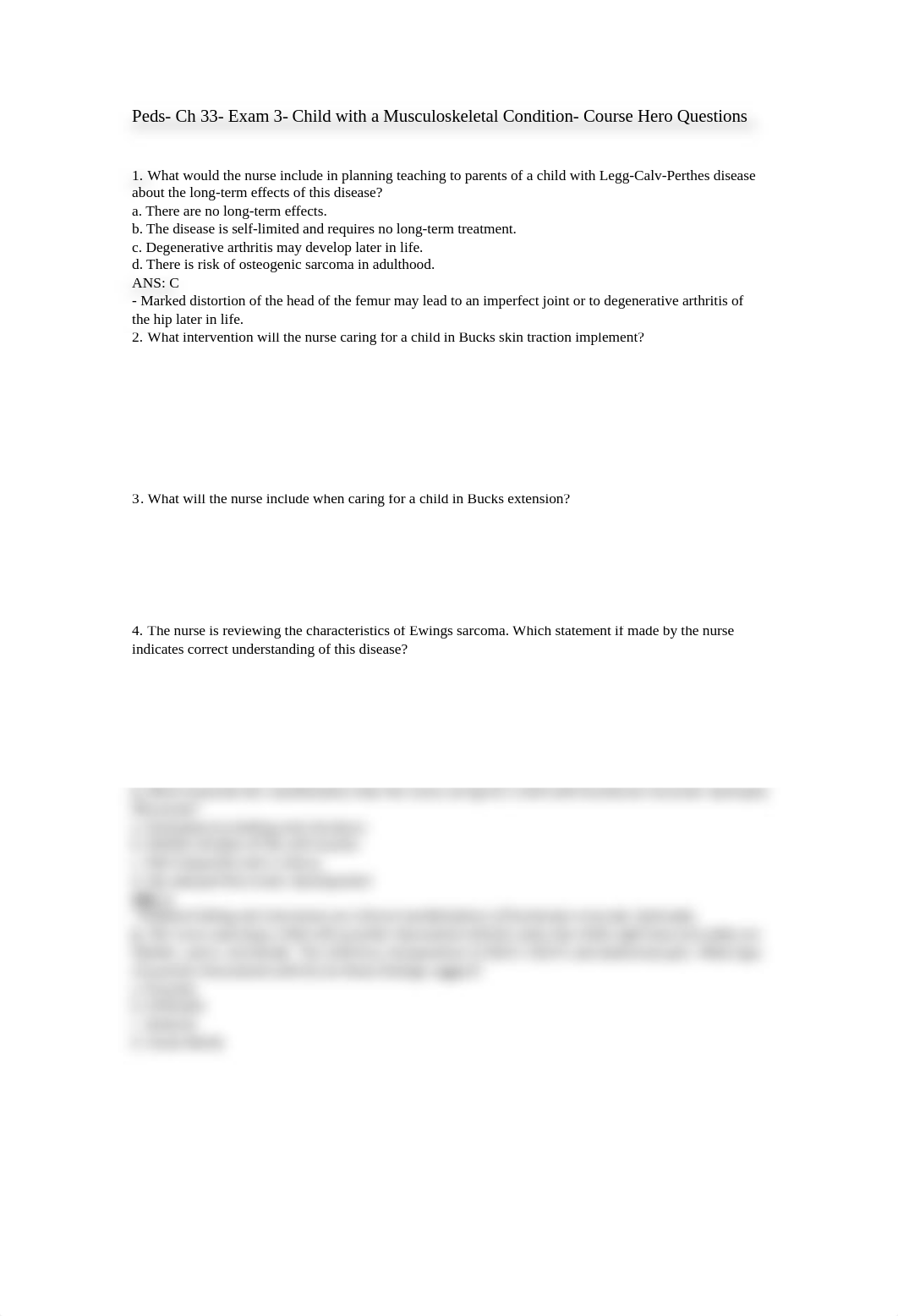 Peds- Ch 33- Exam 3-  Child with a Musculoskeletal Condition- Course Hero Questions.rtf_dcttw6k03zo_page1