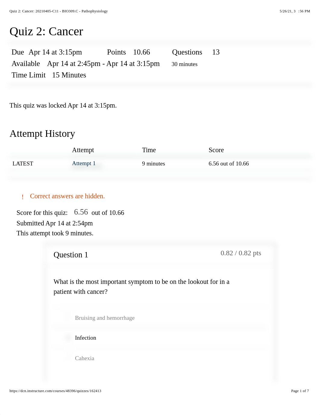 Quiz 2: Cancer: 20210405-C11 - BIO309.C - Pathophysiology.pdf_dcumnpr2d3g_page1