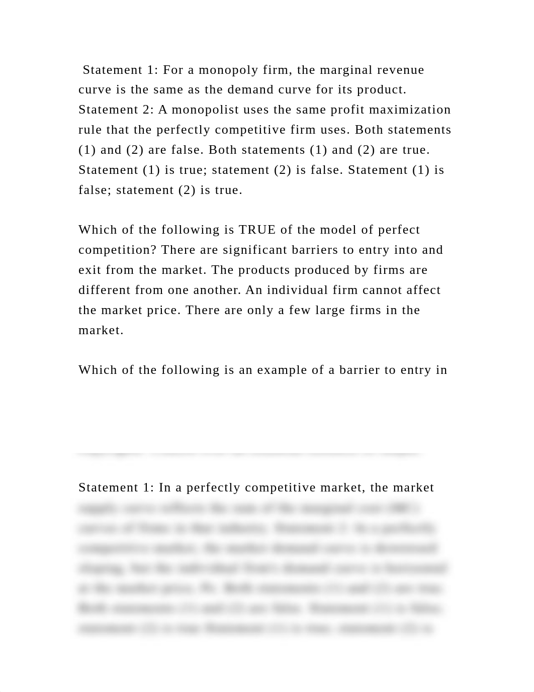 Statement 1 For a monopoly firm, the marginal revenue curve is the s.docx_dcus4vufg11_page2