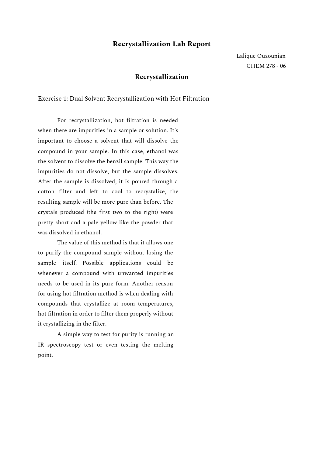 Recrystallization Lab Report .pdf_dcuywx72g2t_page1