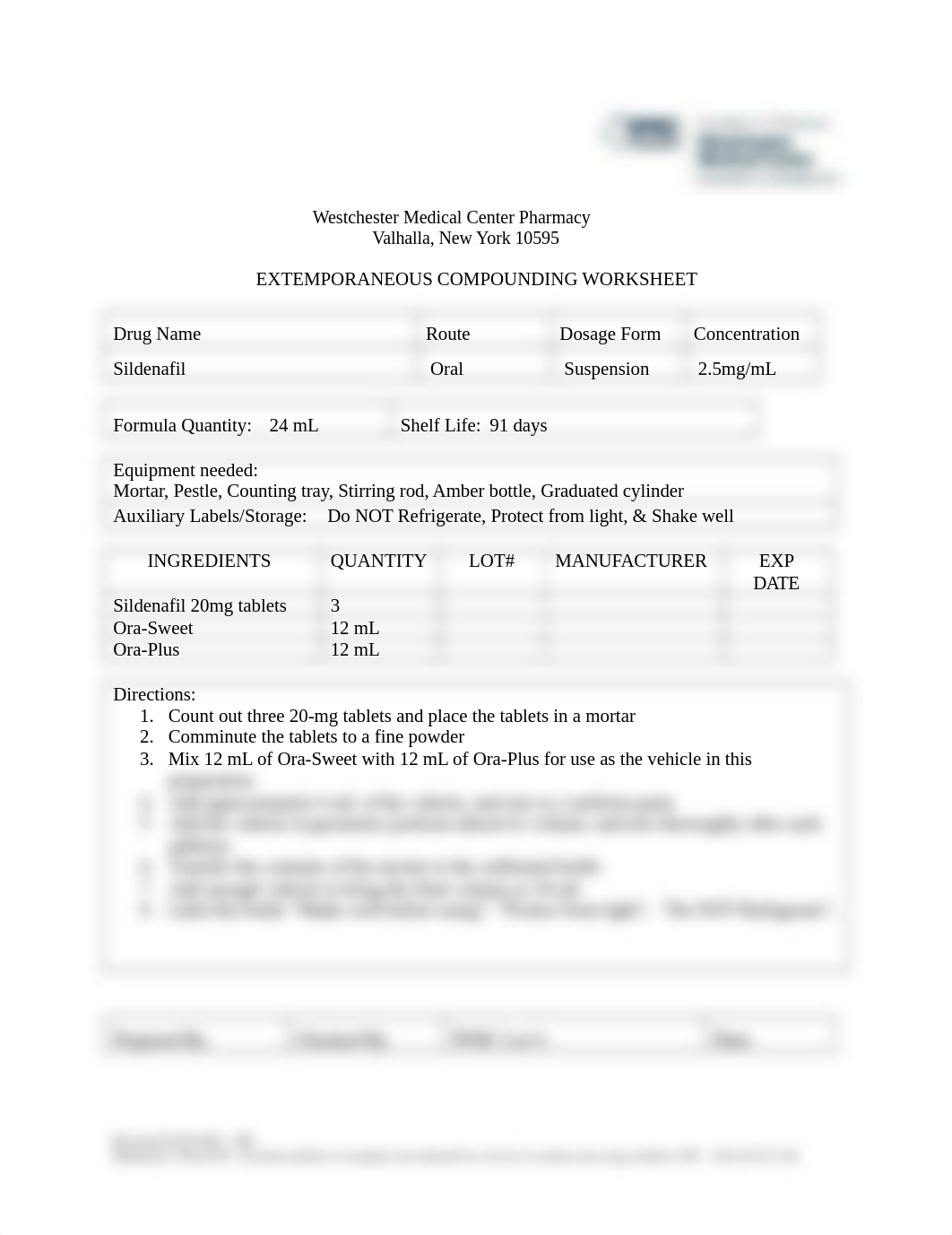 Sildenafil 2.5mG in 1mL - Extemporaneous Compounding Worksheet.docx_dcv4a4is9iv_page1