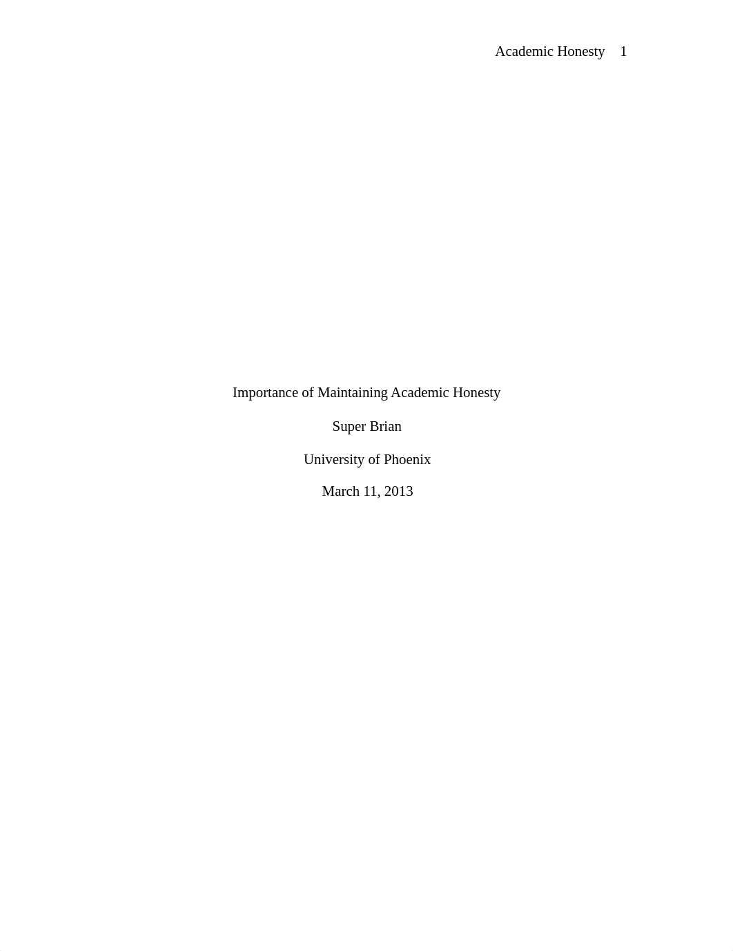 Importance of Maintaining Academic Honesty Paper - 8 Pages - 1273 Words (APA Format + References)_dcw7v0k3oon_page1