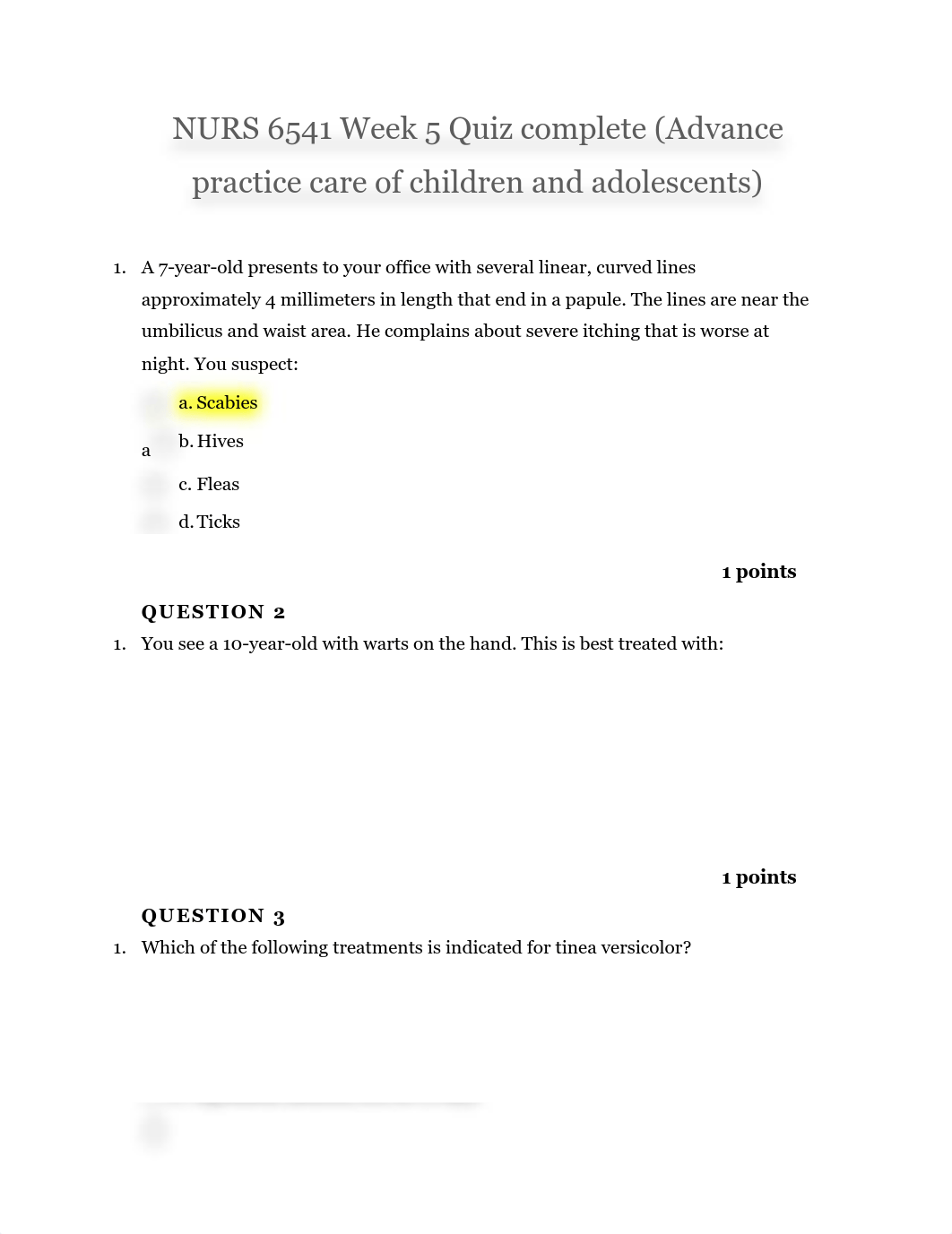 NURS 6541 Week 5 Quiz complete (Advance practice care of children and adolescents).pdf_dcw9ztea6er_page1