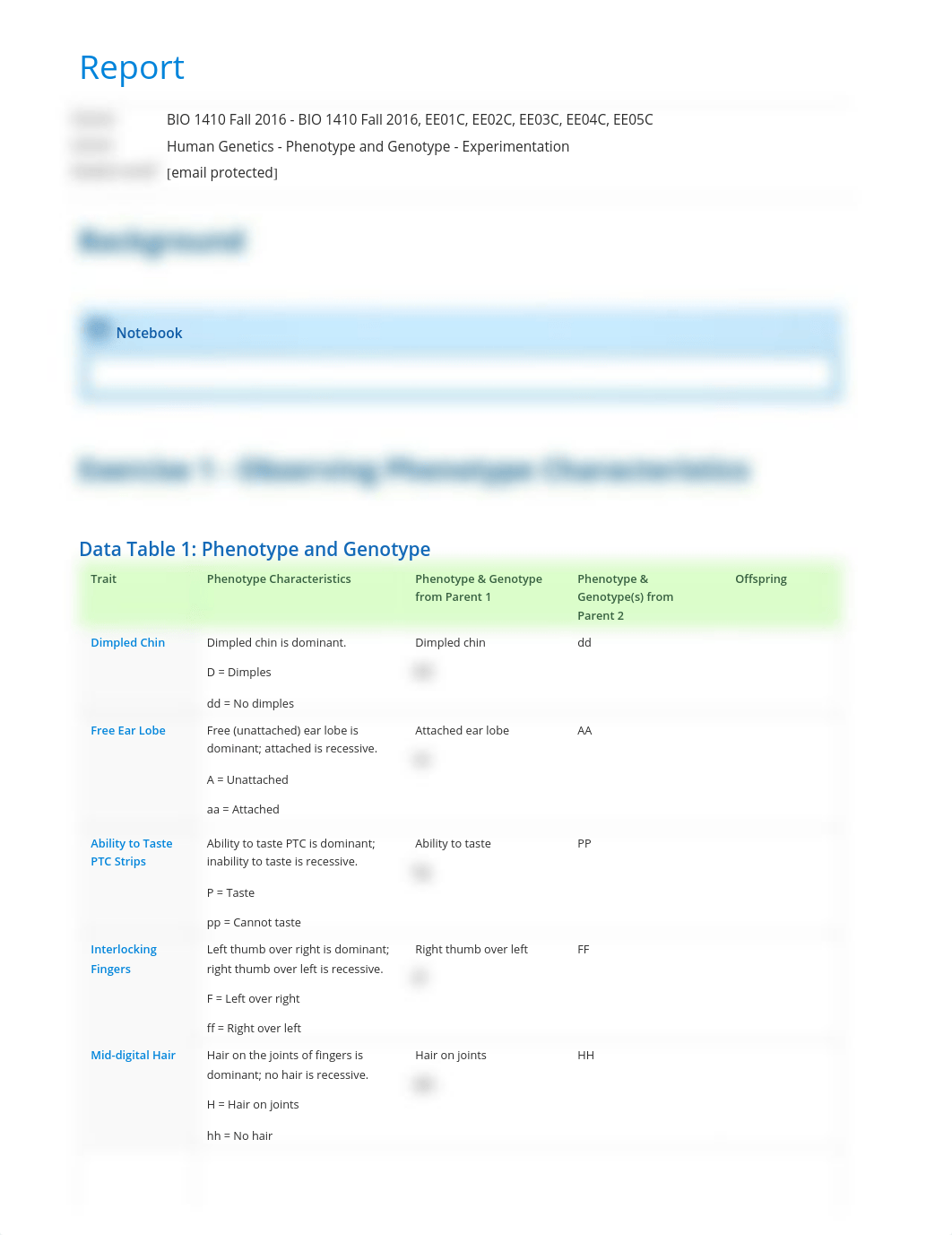 Human Genetics - Phenotype and Genotype - Experimentation report_dcwqqt10wdr_page1