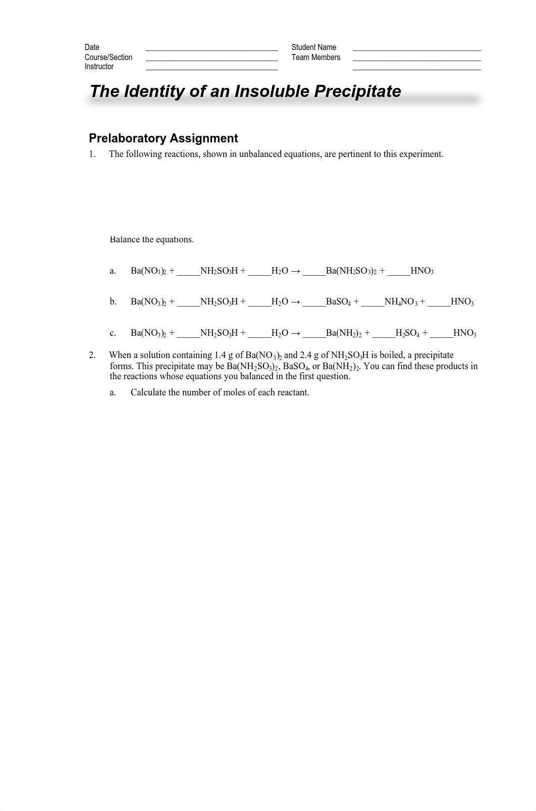 CHEM 1111 - EXP 9 A - The Identity of an Insoluble Precipitate (FILLABLE ONLINE).pdf_dcwzcv2saeg_page1