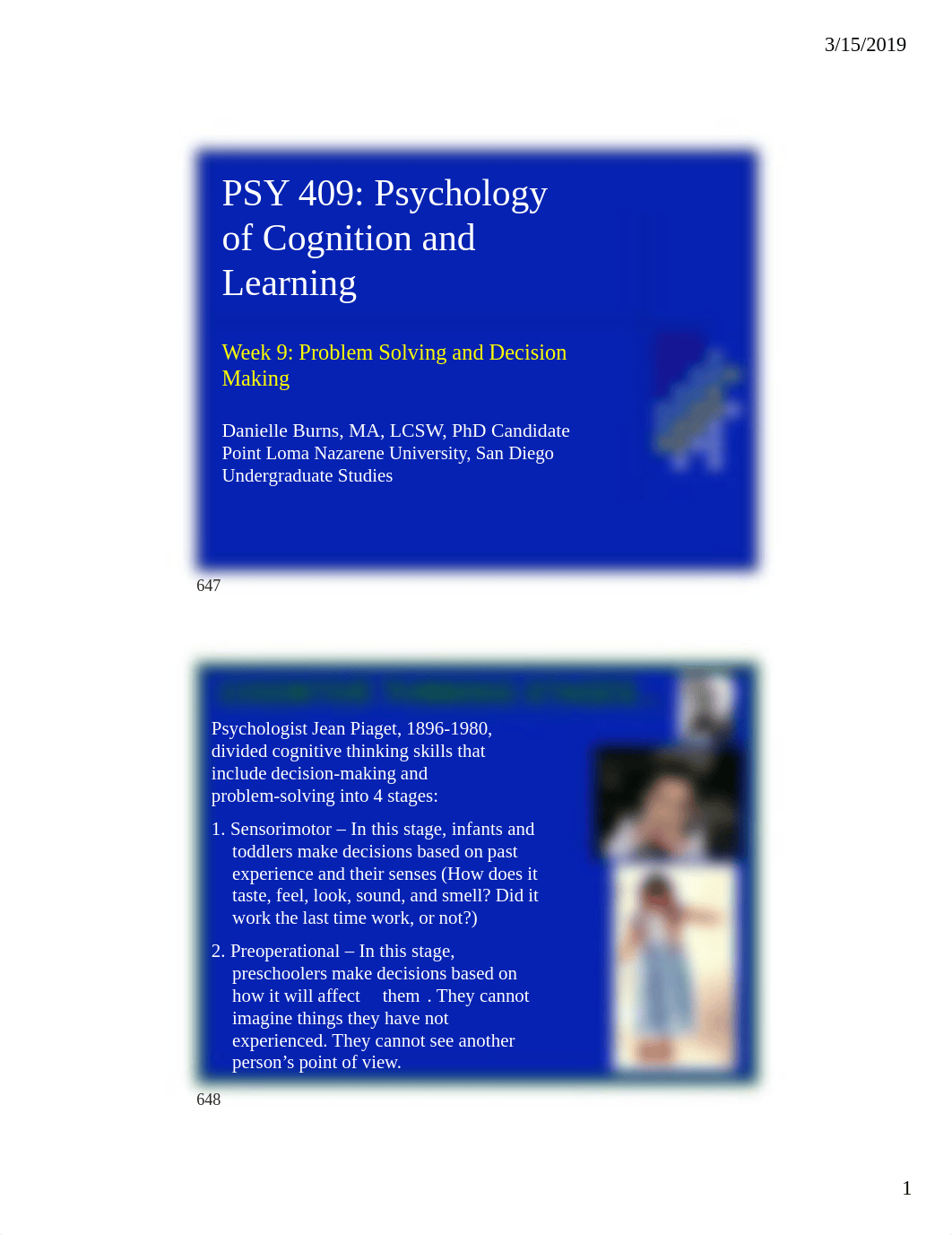 PSY 409_Cognition and Learning_Week 9 PPT Slides Handout.pdf_dcxhn3ll4ve_page1