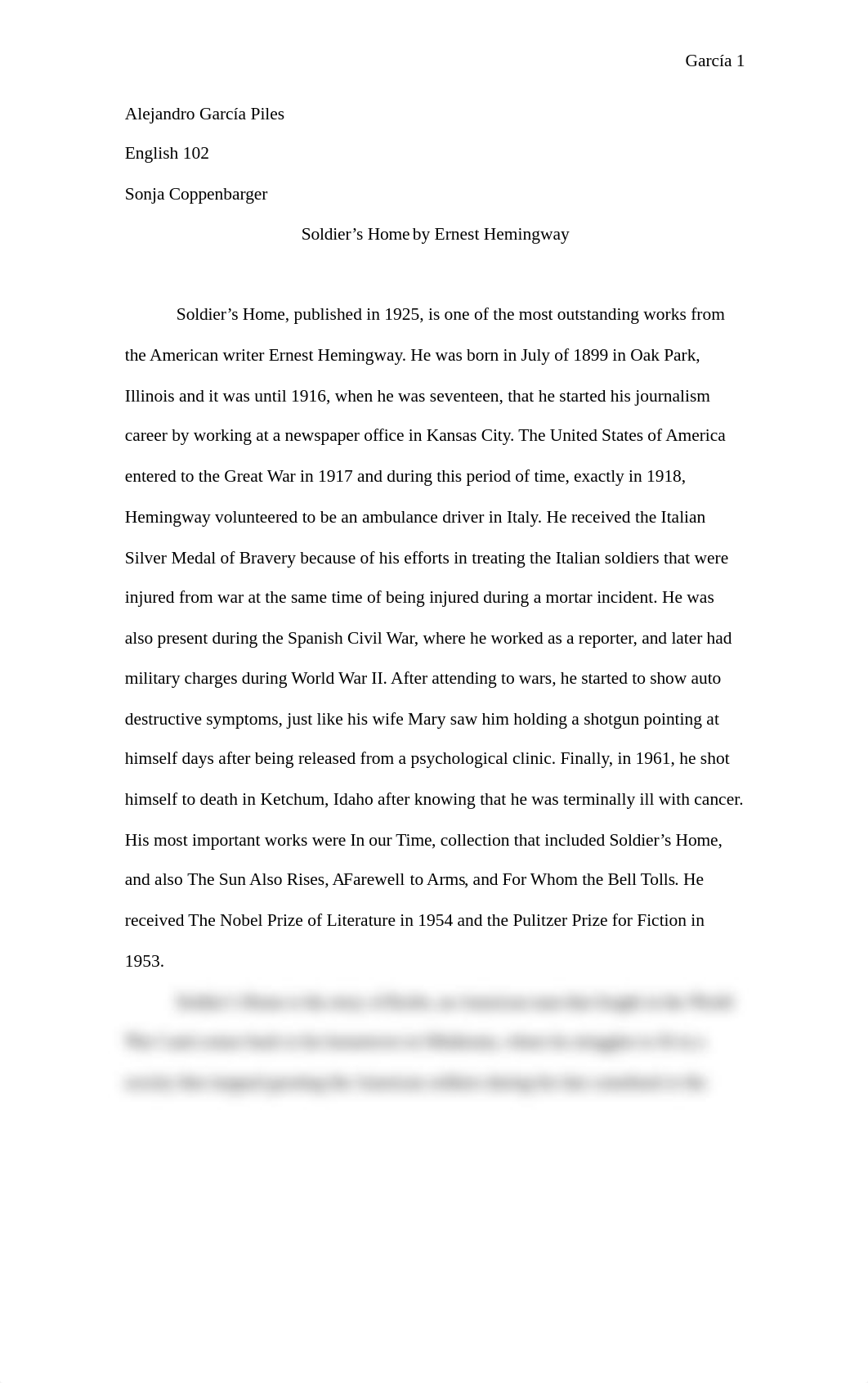 Alejandro García Essay Soldiers Home.docx_dcxlhdgs1tu_page1