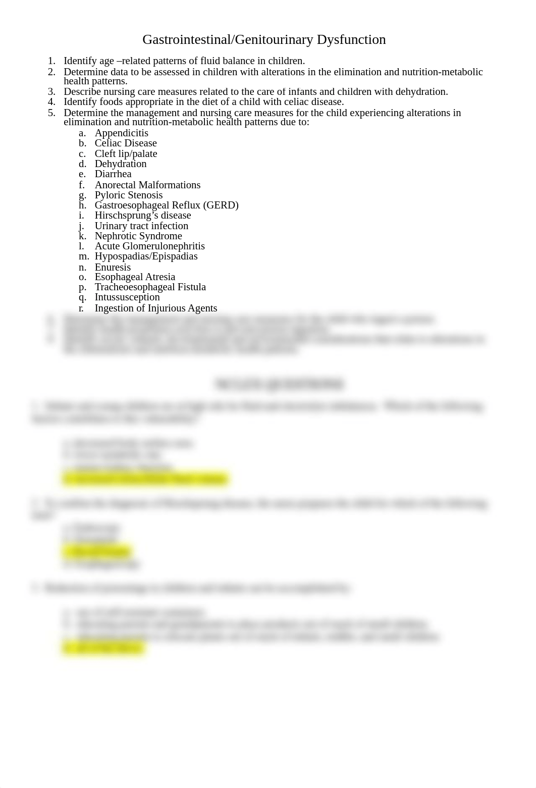 Objectives for Gastrointestinal-Genitourinary Dysfunction with answers.docx_dcz7liftvy6_page1