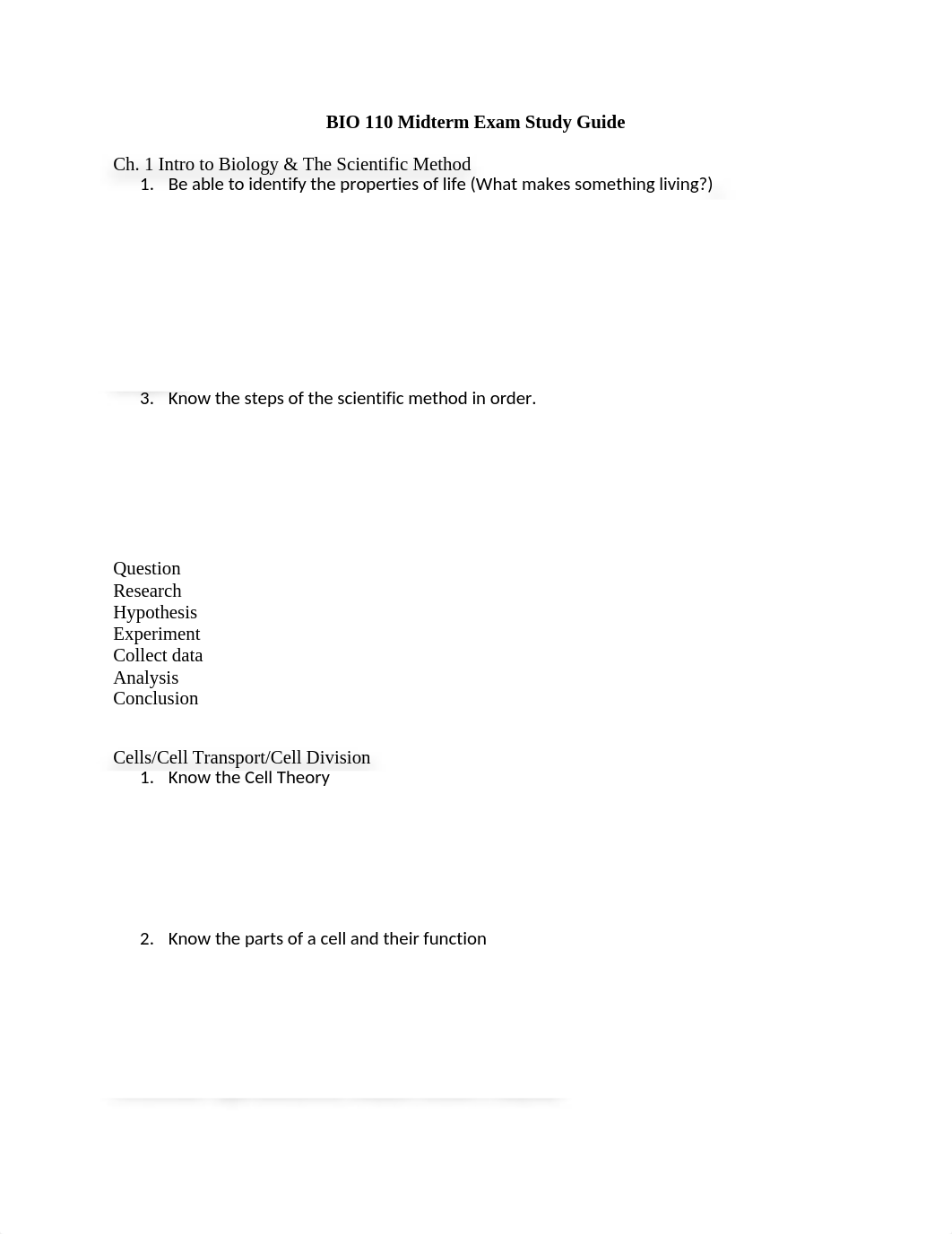 BIO 110 Midterm Exam Study Guide FA 20.docx_dcz9bcot4z6_page1