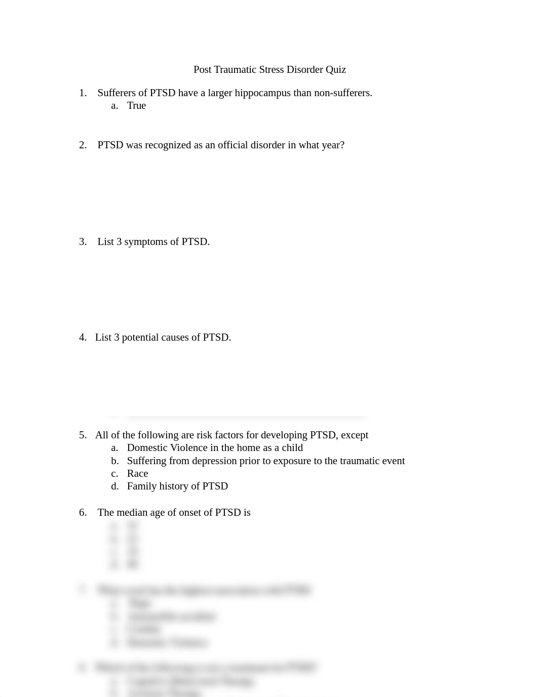 Post Traumatic Stress Disorder Quiz_dczlirtiznt_page1