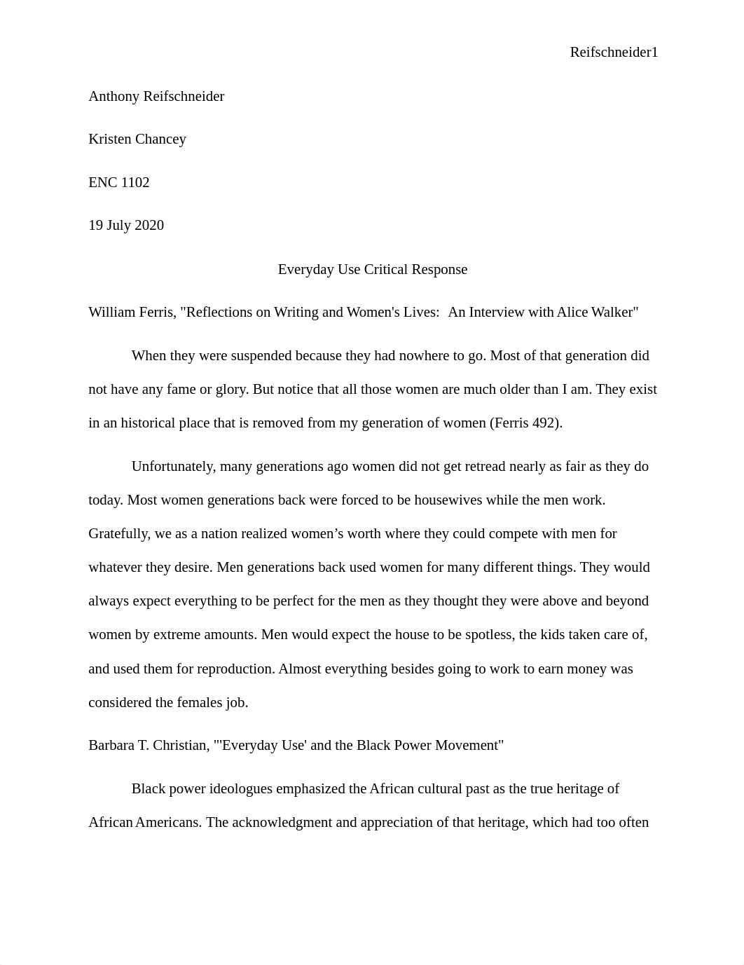 Reifschneider_Anthony_EverydayUse_Critical Response.docx_dczo2ba5ra6_page1