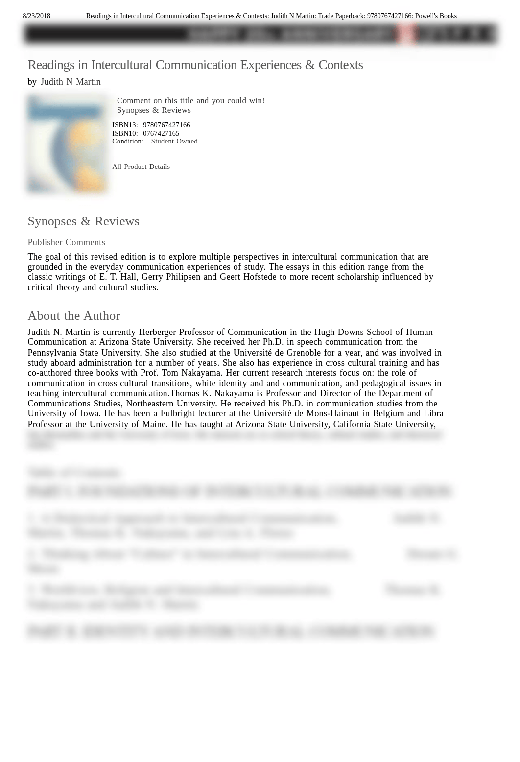 Readings in Intercultural Communication Experiences & Contexts_ Judith N Martin_ Trade Paperback_ 97_dczyhzv5gq8_page1