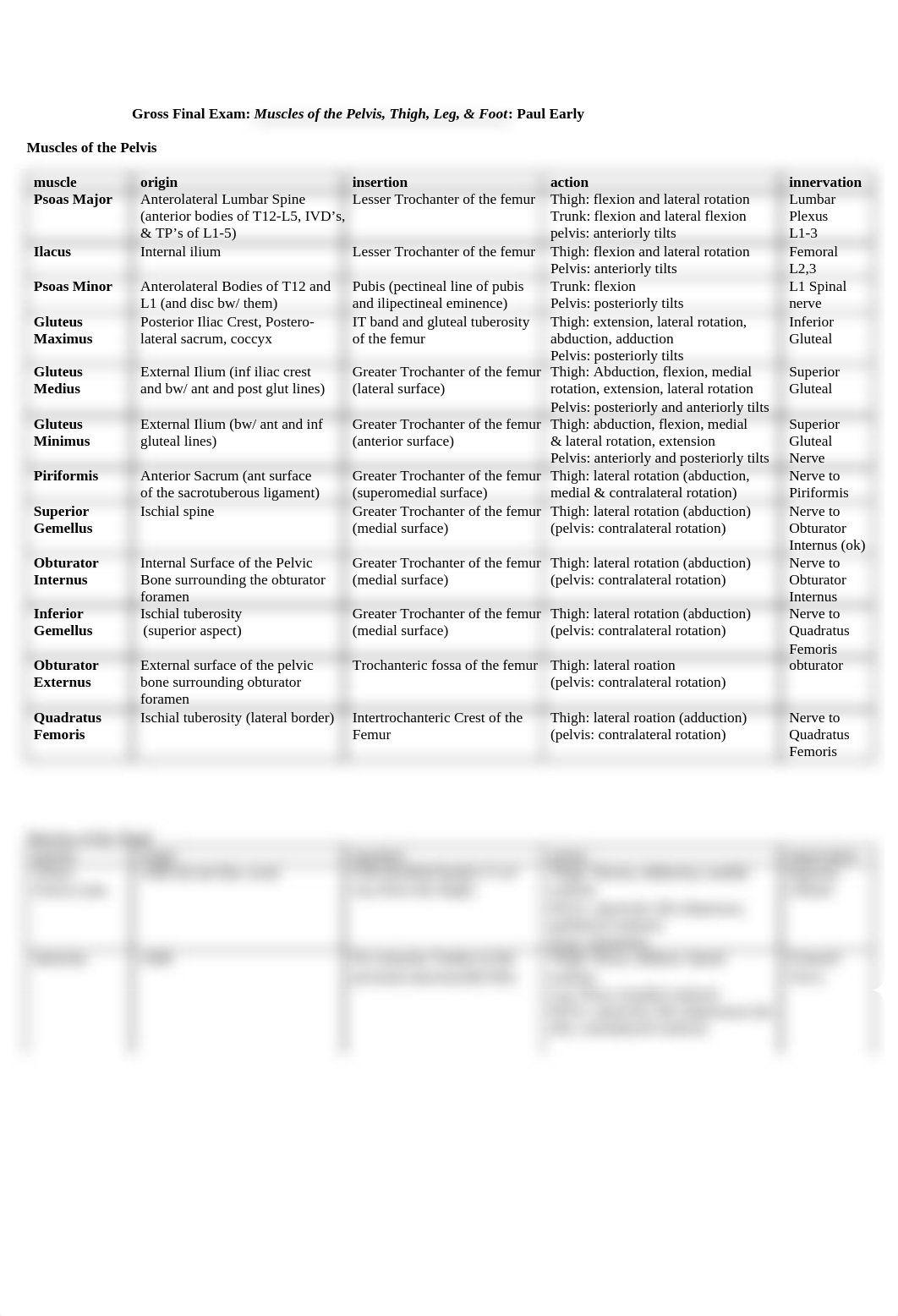 ANAT 1615 Final Exam Muscles of Pelvis Leg, Thigh, and Foot_dd14i5dnhjv_page1