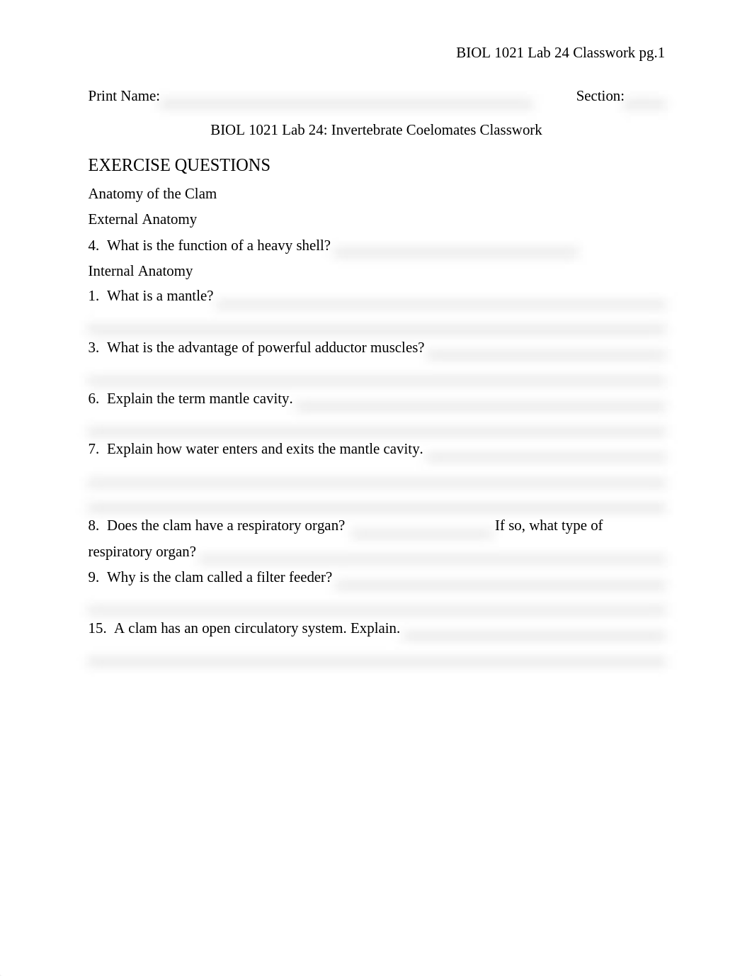 BIOL 1021 Lab 24 Invertebrate Coelomates Classwork_dd1x13viy9a_page1