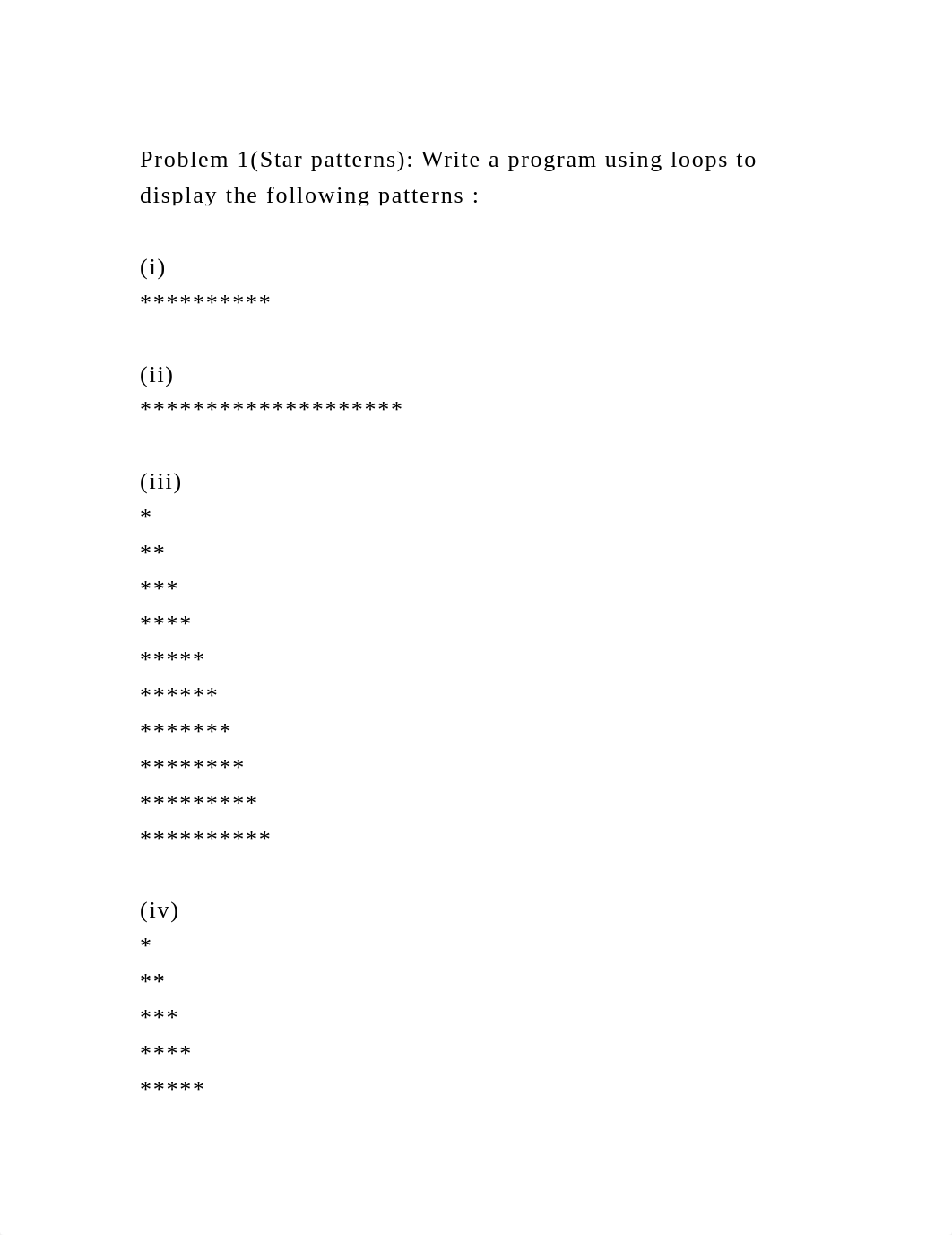 Problem 1(Star patterns) Write a program using loops to display the.docx_dd22hg35cwl_page2