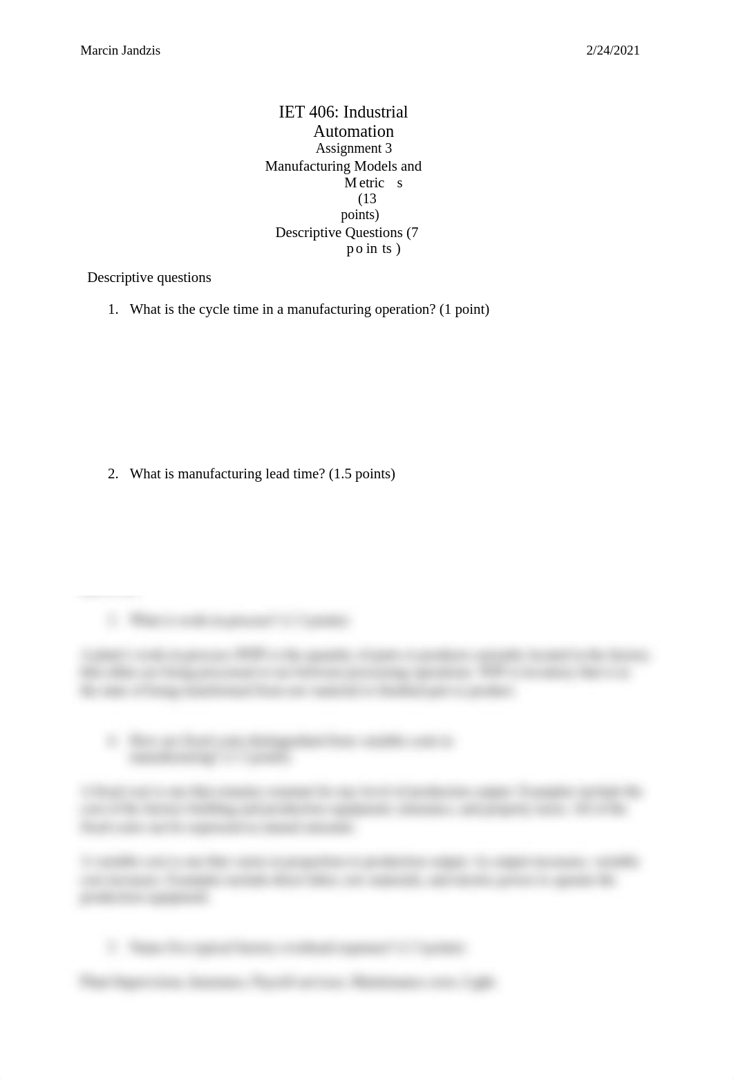 Marcin Jandzis - IET 406_ Assignment 3 _2021_Manufacturing Models and Metrics.docx_dd2vs2oez5e_page1