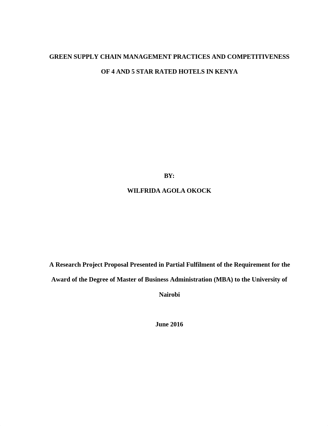 GREEN SUPPLY CHAIN MANAGEMENT PRACTICES AND COMPETITIVENESS OF 4 AND 5 STAR RATED HOTELS IN KENYA Wi_dd45bvd89a3_page1