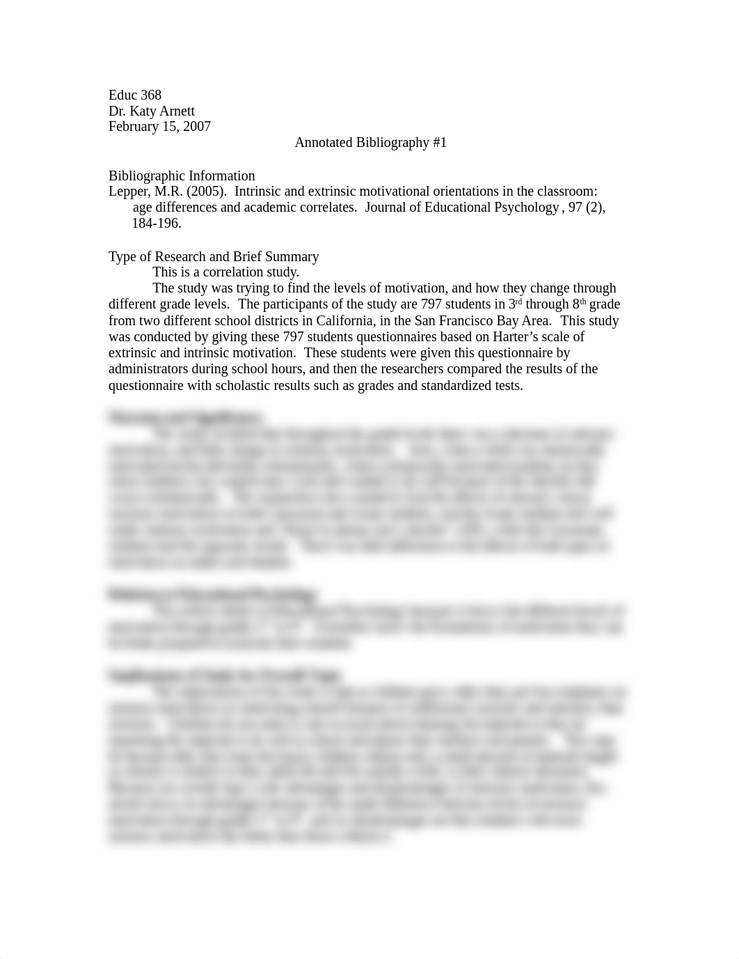 Annotated Bibliography for Lepper's "Intrinsic and Extrinsic..."_dd4e6eblyq1_page1