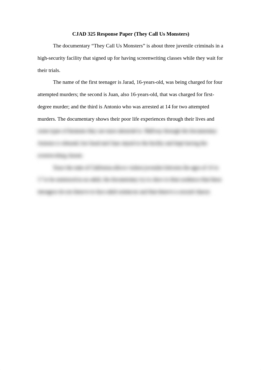 CJAD 325 Response Paper- They Call Us Monsters.docx_dd4h3h1yjom_page1