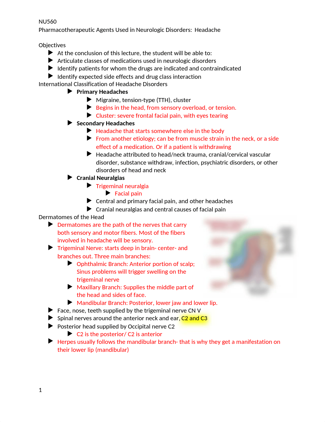 Pharmacotherapeutic Agents Used in Neurologic Disorders-  Headache .docx_dd5xo0o7umx_page1