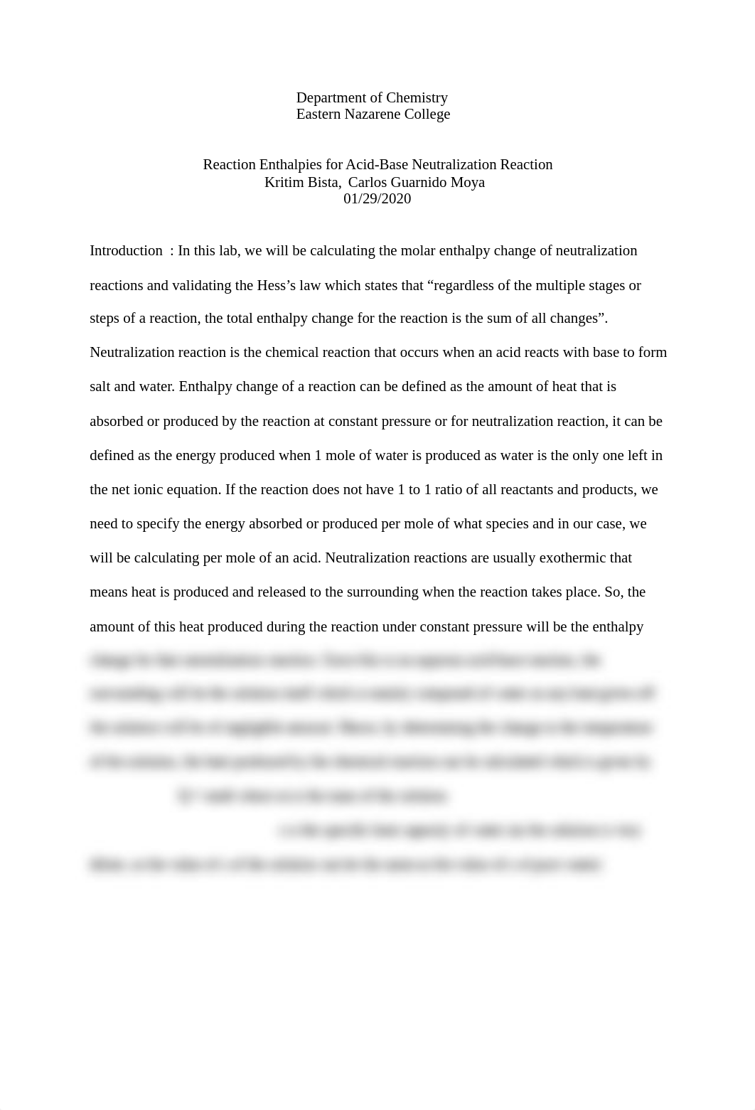 Lab Report Enthalpy Change for Neutralization .docx_dd66azndzsh_page1