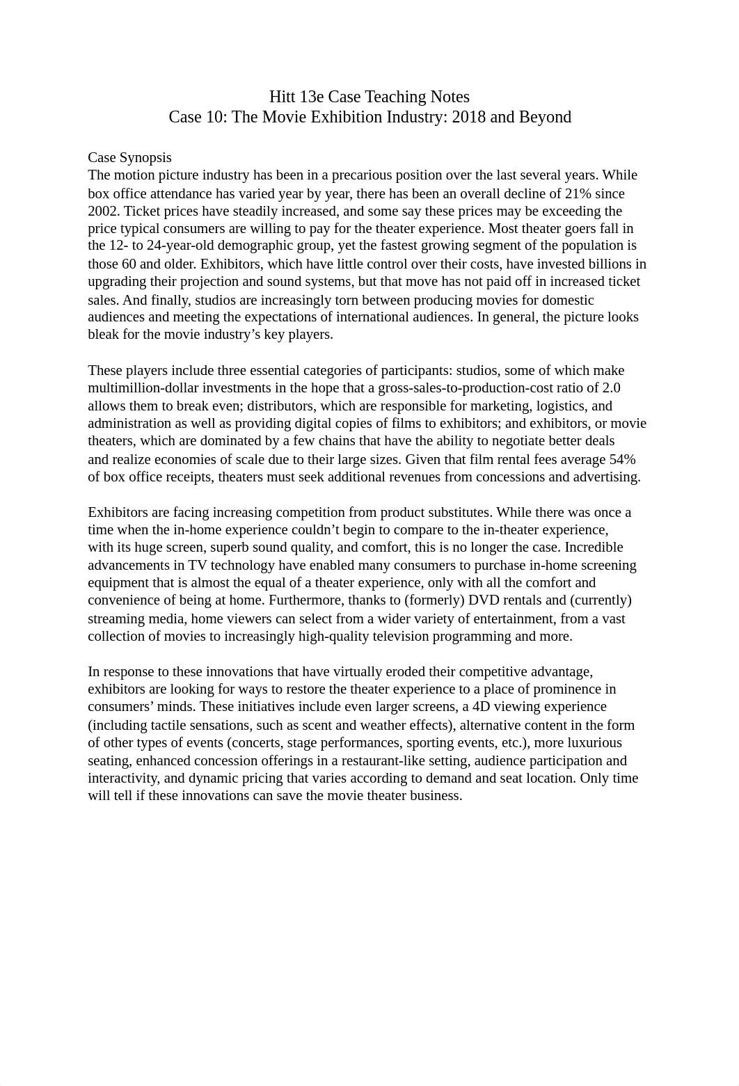 hitt_13e_case_notes_case10_movie exhibition industry.docx_dd7h8oxcl9l_page1