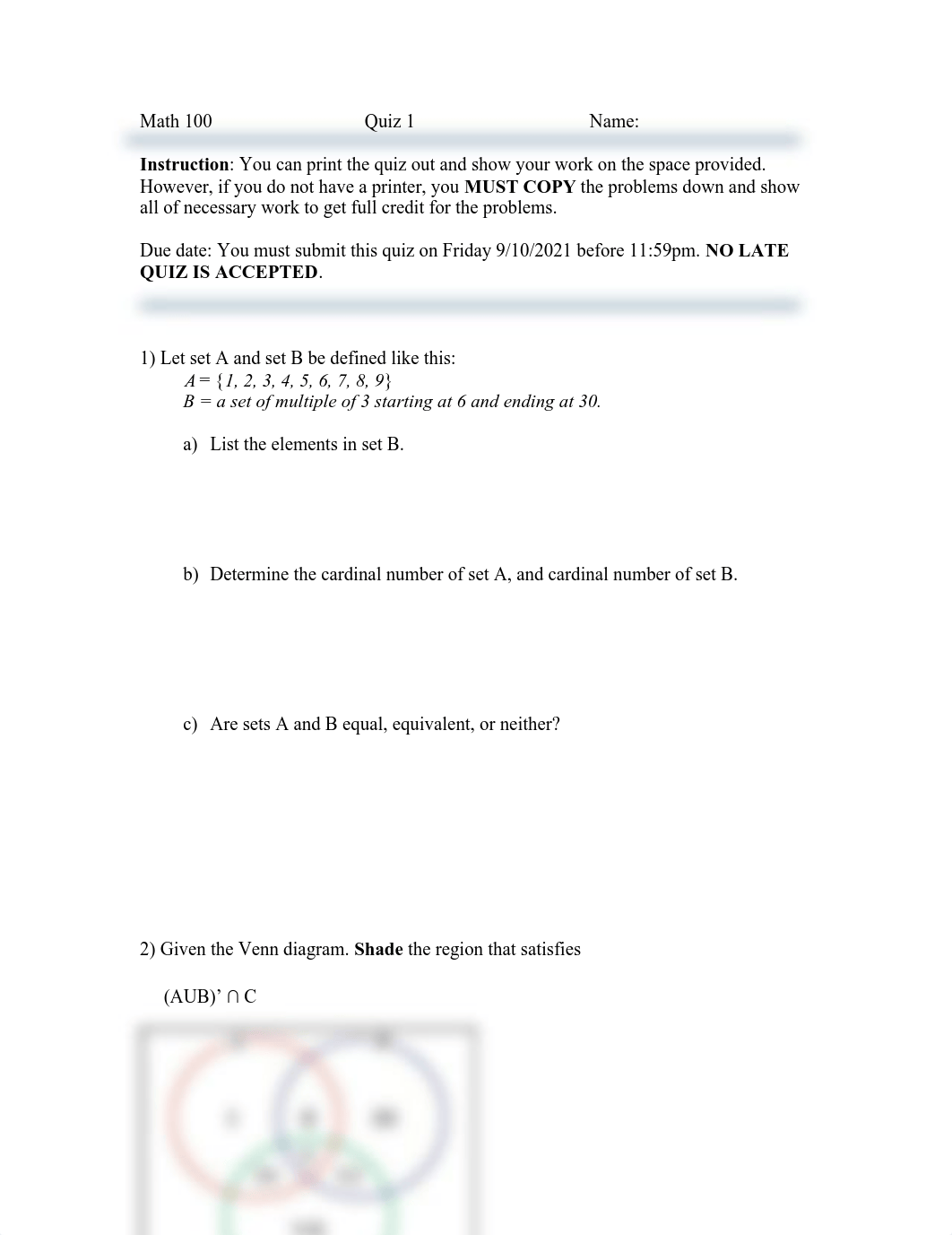 Fall 2021-Math 100 -Quiz 1   .pdf_dd7rqrq76l6_page1