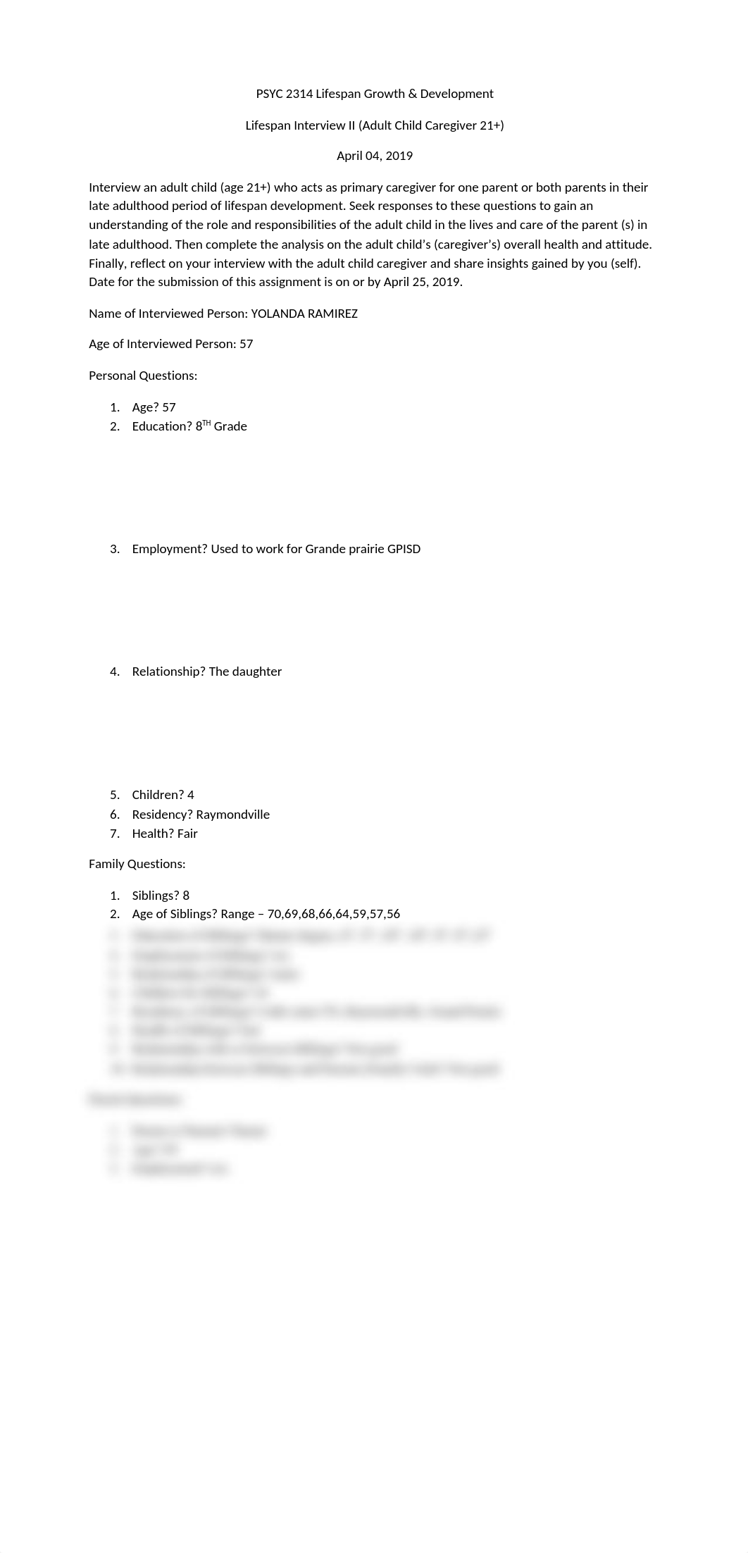 PSYC 2314 Lifespan Growth & Development
Lifespan Interview II (Adult C_dd7tbmn3xnu_page1