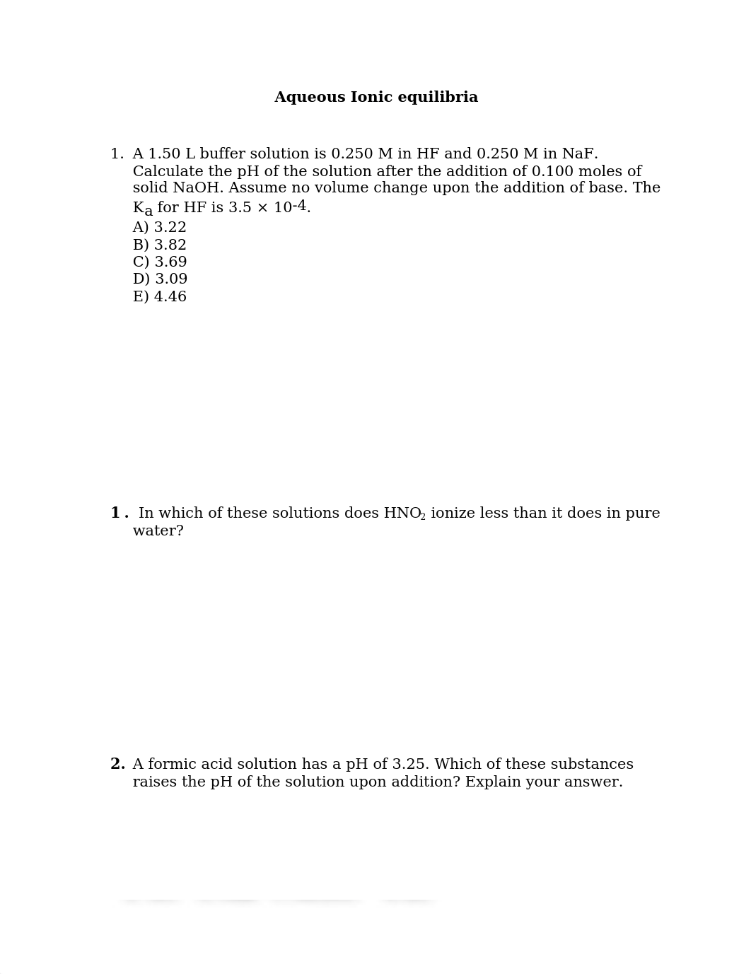 CHEM 2- Aqueous Ionic equilibria recitation .docx_dd7tek2sudp_page1