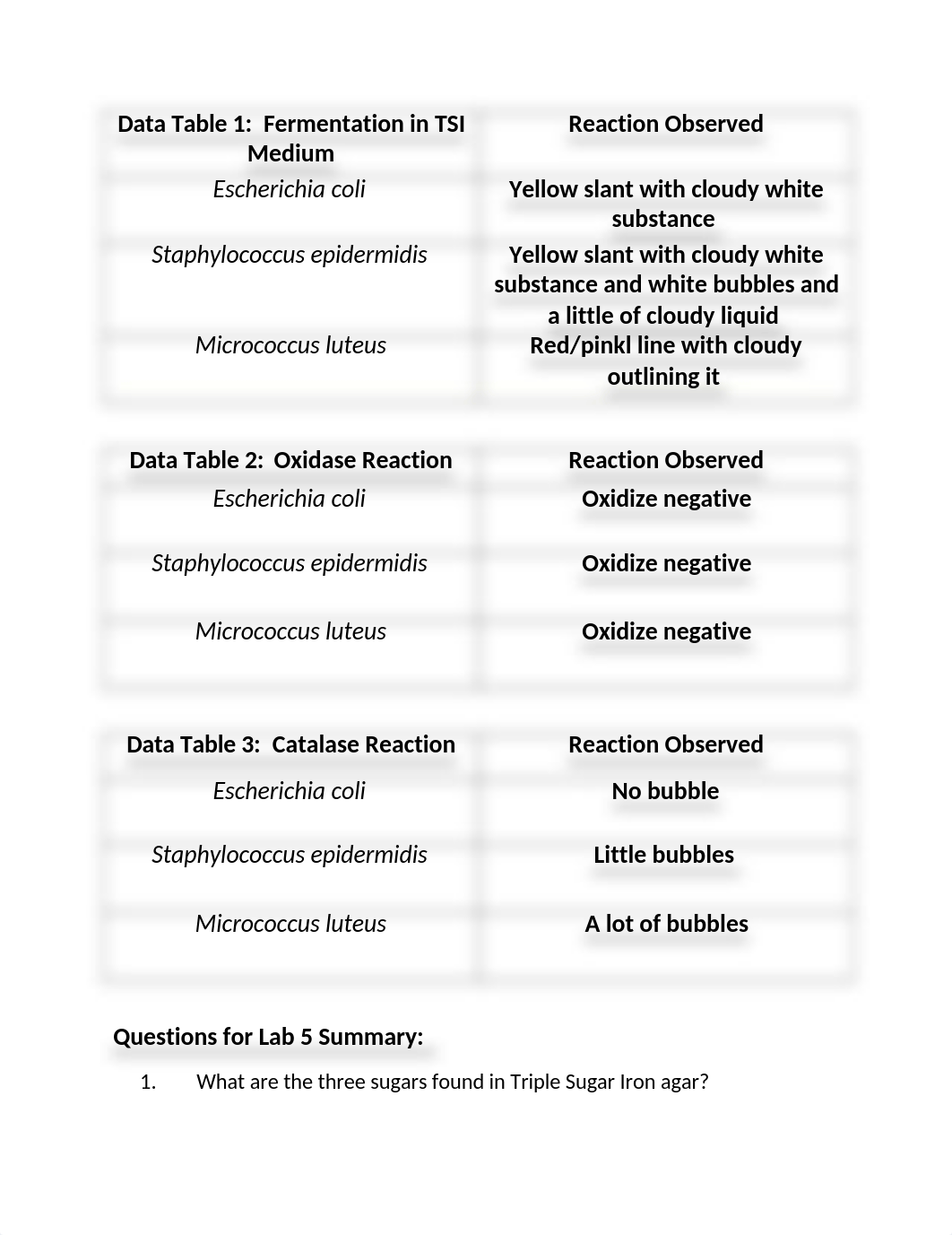 Lab 5 (Biochemical Tests in Microbiology) Tables and Questions.docx_dd8jyg0sf7j_page1