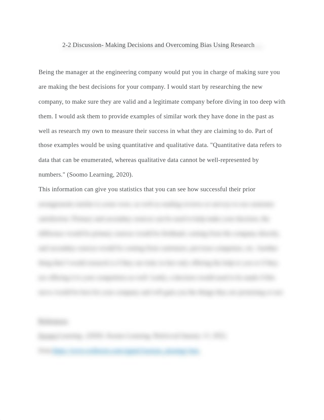 BUS-225 2-2 Discussion Making Decisions and Overcoming Bias Using Research - II.docx_dd9d5rn3z1u_page1