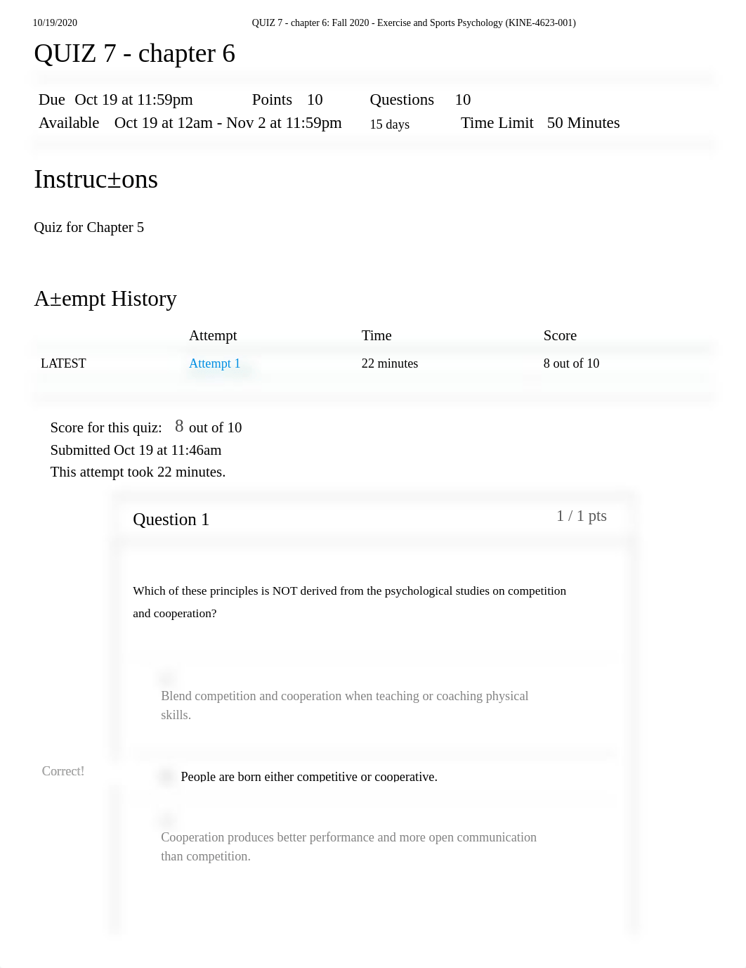 QUIZ 7 - chapter 6_ Fall 2020 - Exercise and Sports Psychology (KINE-4623-001).pdf_dd9soxhnod9_page1
