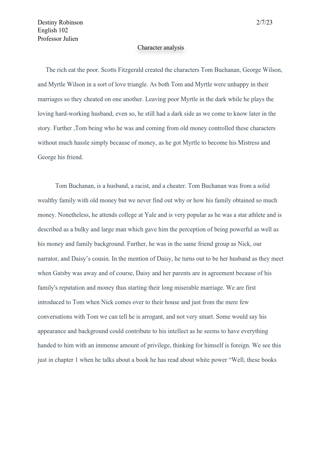 Gatsby Reaction Paper_ Tom Buchanan, George Wilson, and Myrtle Wilson.pdf_dda2ny6pvb8_page1