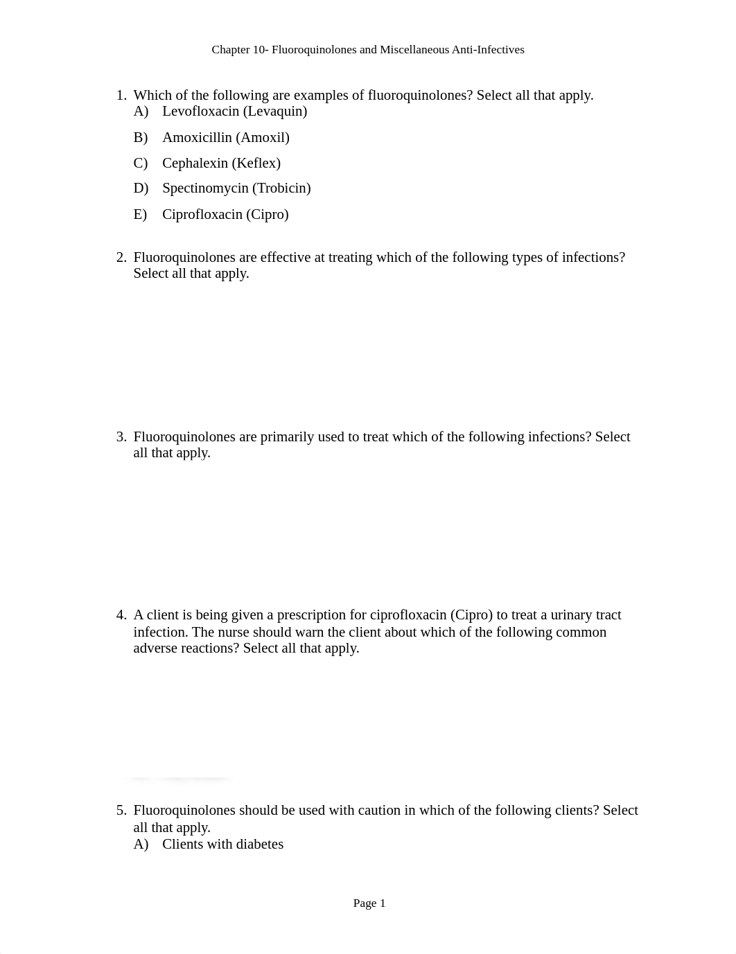 Chapter 10- Fluoroquinolones and Miscellaneous Anti-Infectives.docx_dda56kg9w7j_page1