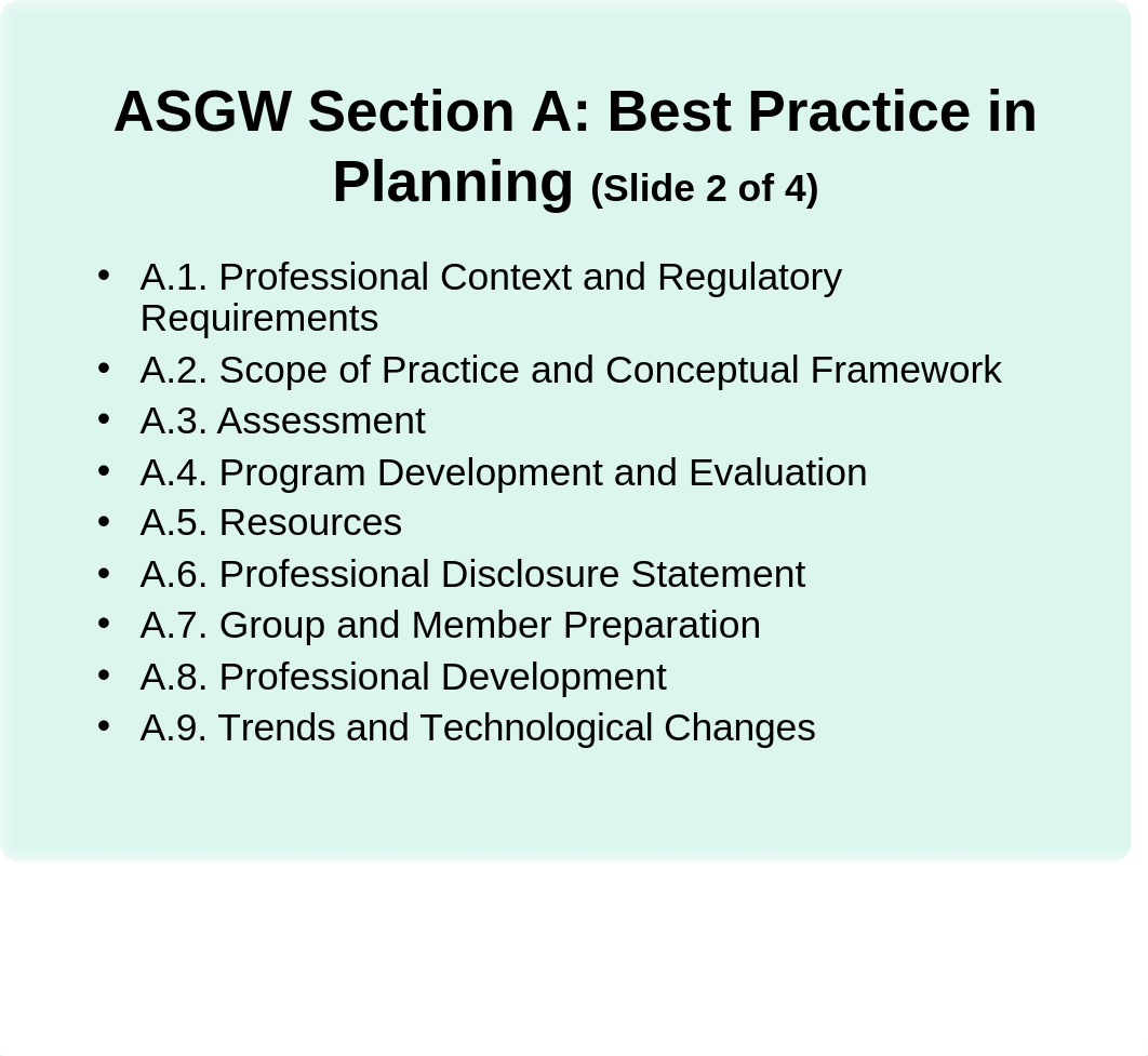 3 Professional Standards (ASGW) and Ethics in Group Practice.ppt_ddb31dsut2p_page4